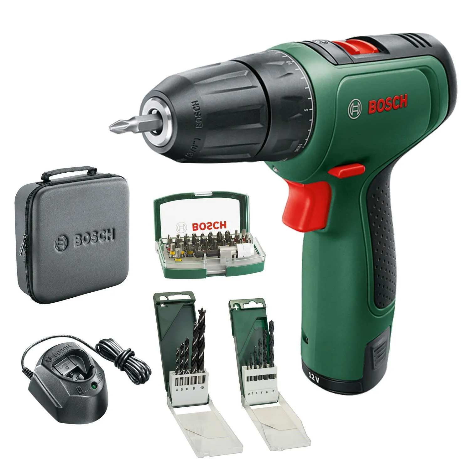 Taladro Atornillador Bosch 12V con 32 Accesorios