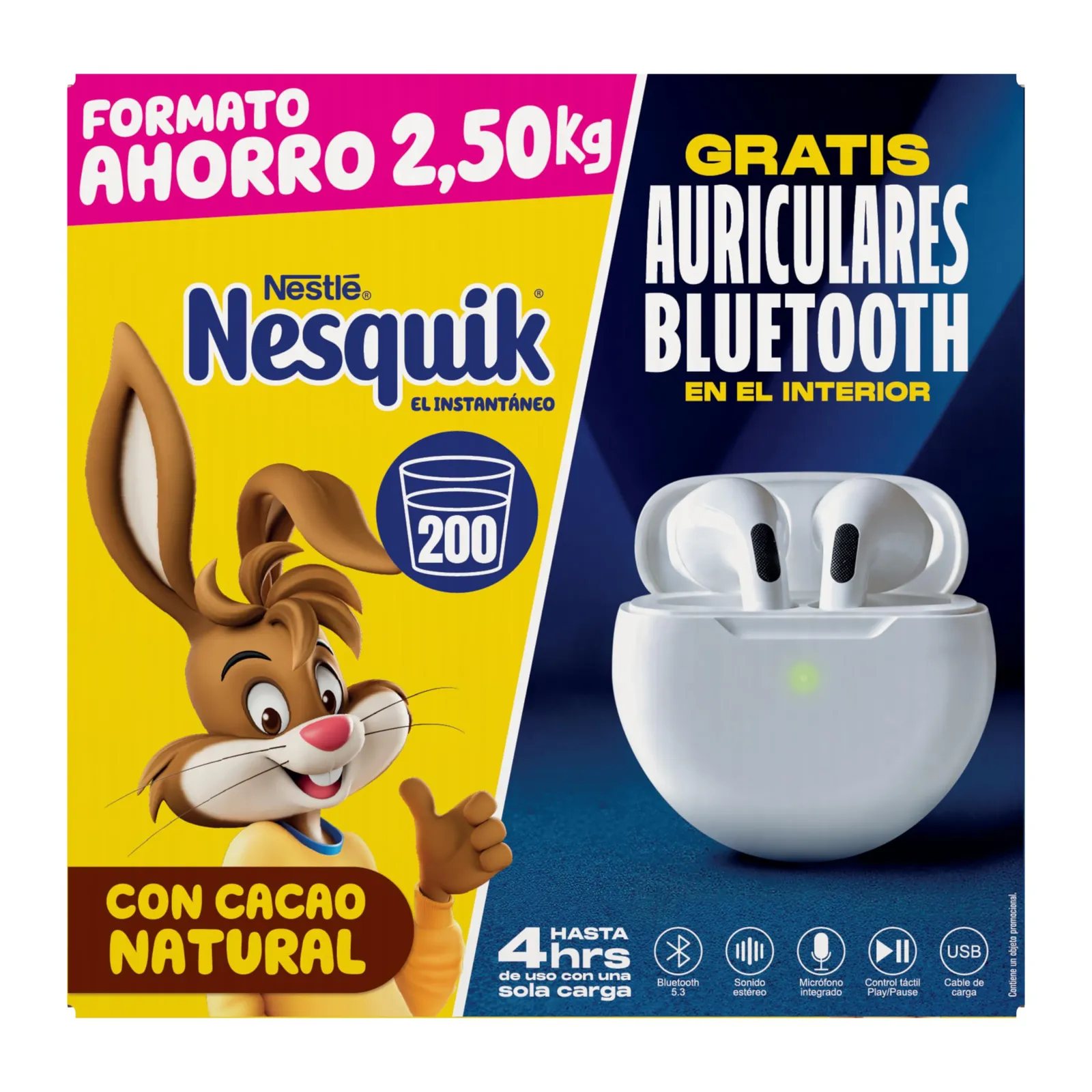Cacao soluble Nestlé Nesquik, formato familiar de 2,5 kg