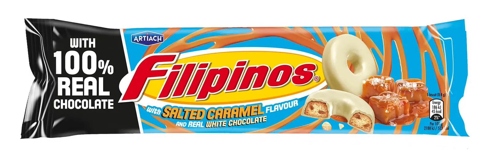 Pack 3x118gr Artiach Filipinos Choco Blanco Salted Caramel Edición Especial