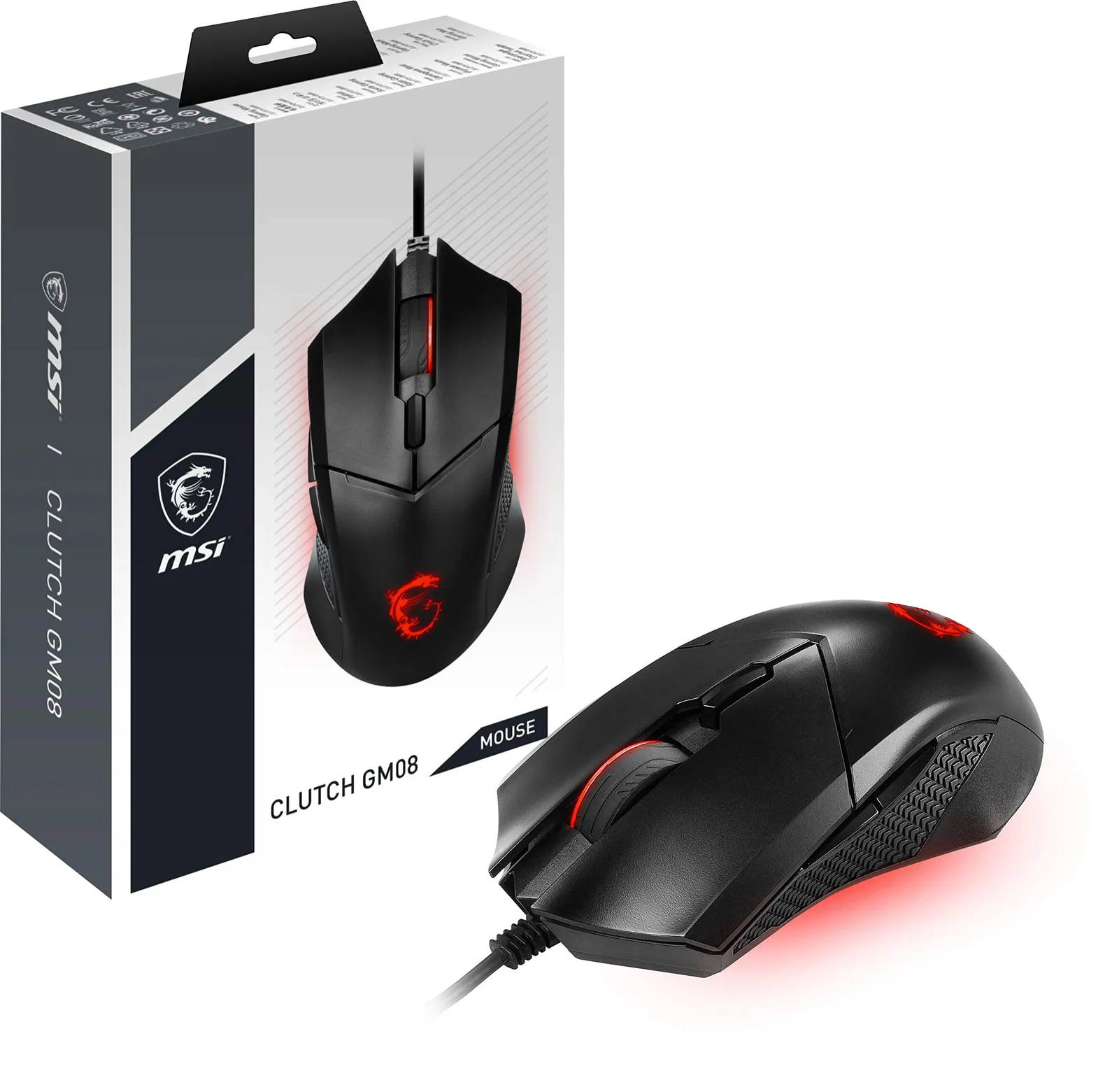 Ratón Gaming MSI Clutch GM08: 4200 dpi, RGB, 6 Botones Programables, Ajuste de Peso