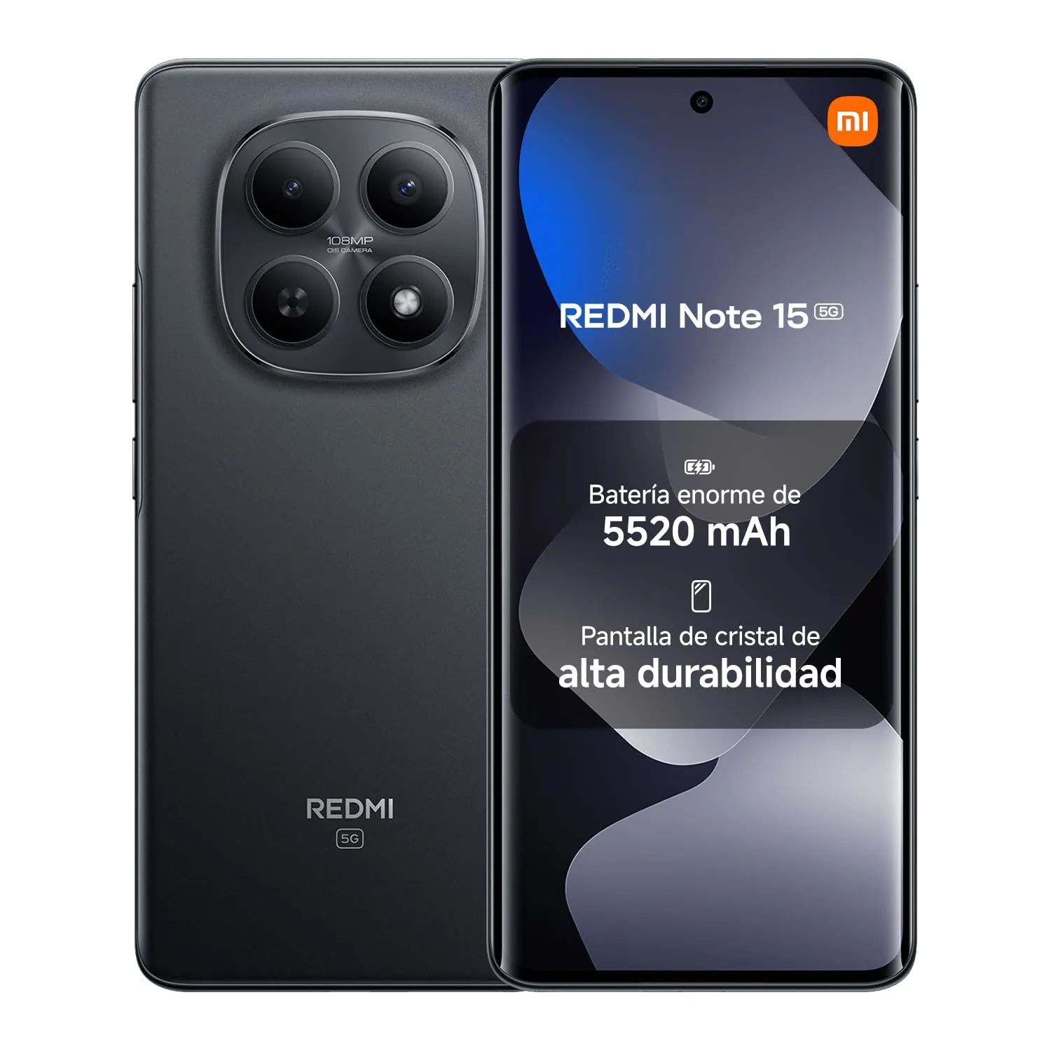 XIAOMI REDMI Note 15 5G: Smartphone 8+256GB, AMOLED 6,77" FHD+, Snapdragon 6 Gen 3, 108MP, 5520mAh, Negro (ES)