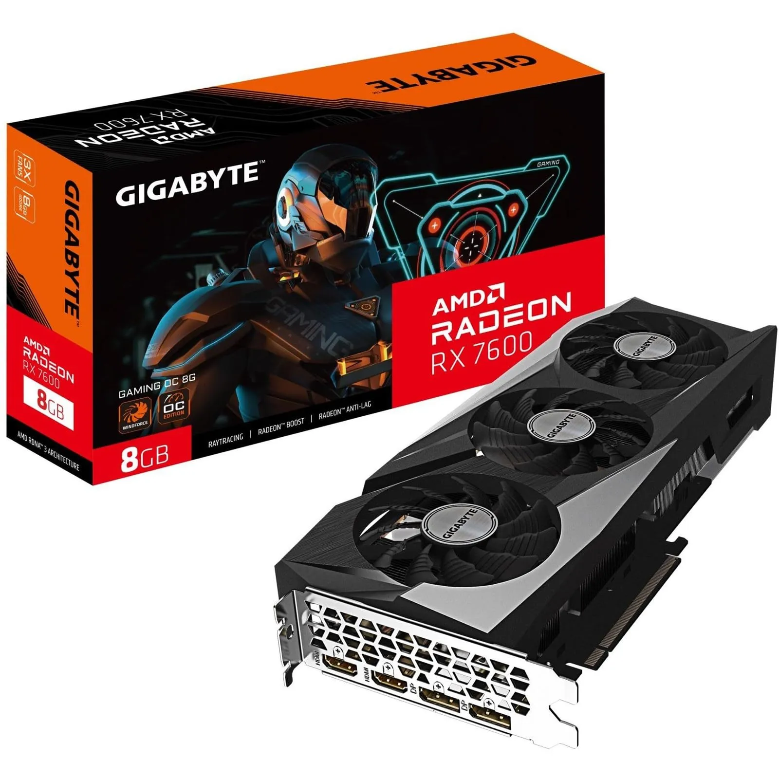 Tarjeta Gráfica Gigabyte AMD RX 7600 Gaming OC 8GB