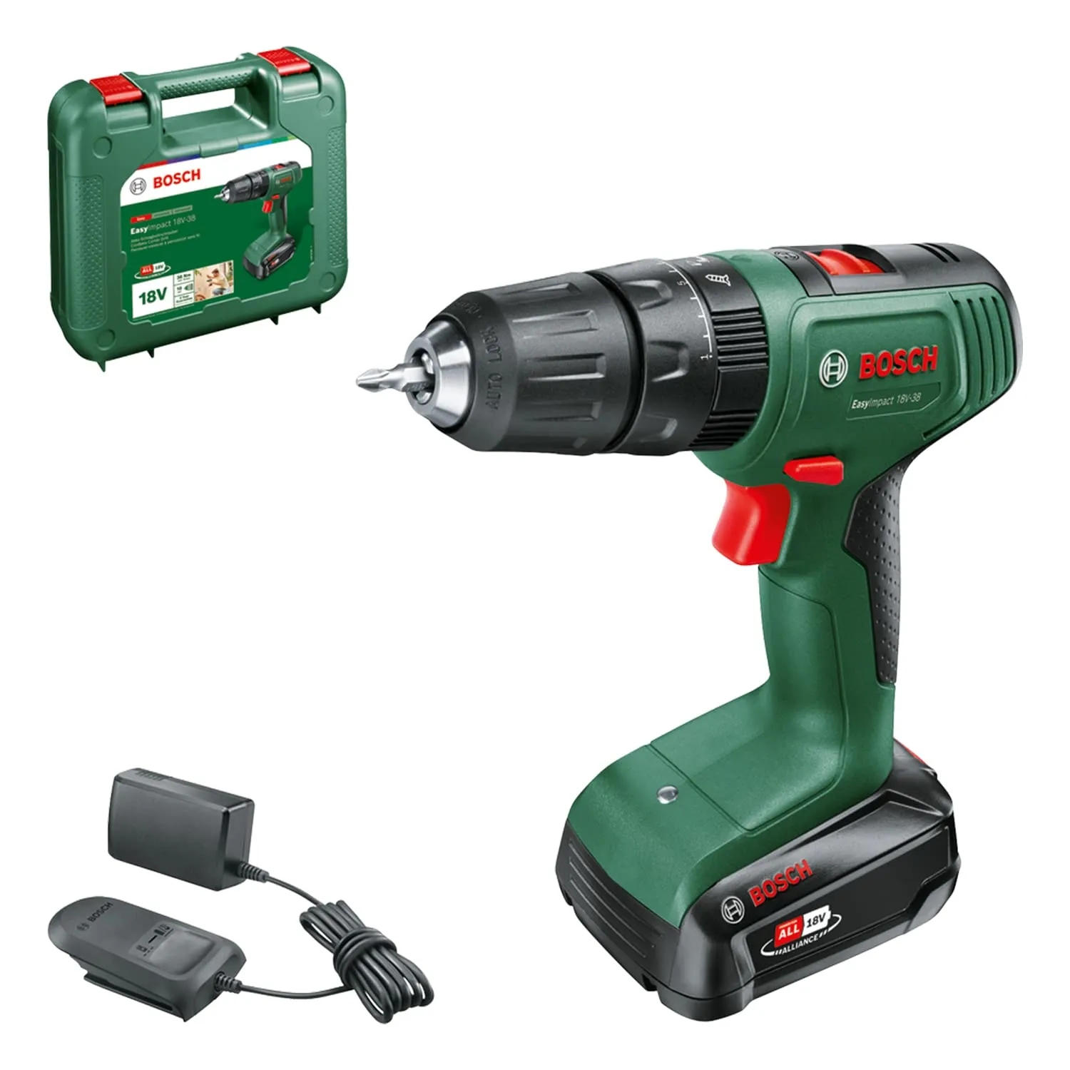 Bosch EasyImpact 18V-38: Taladro Percutor a Batería con Accesorios