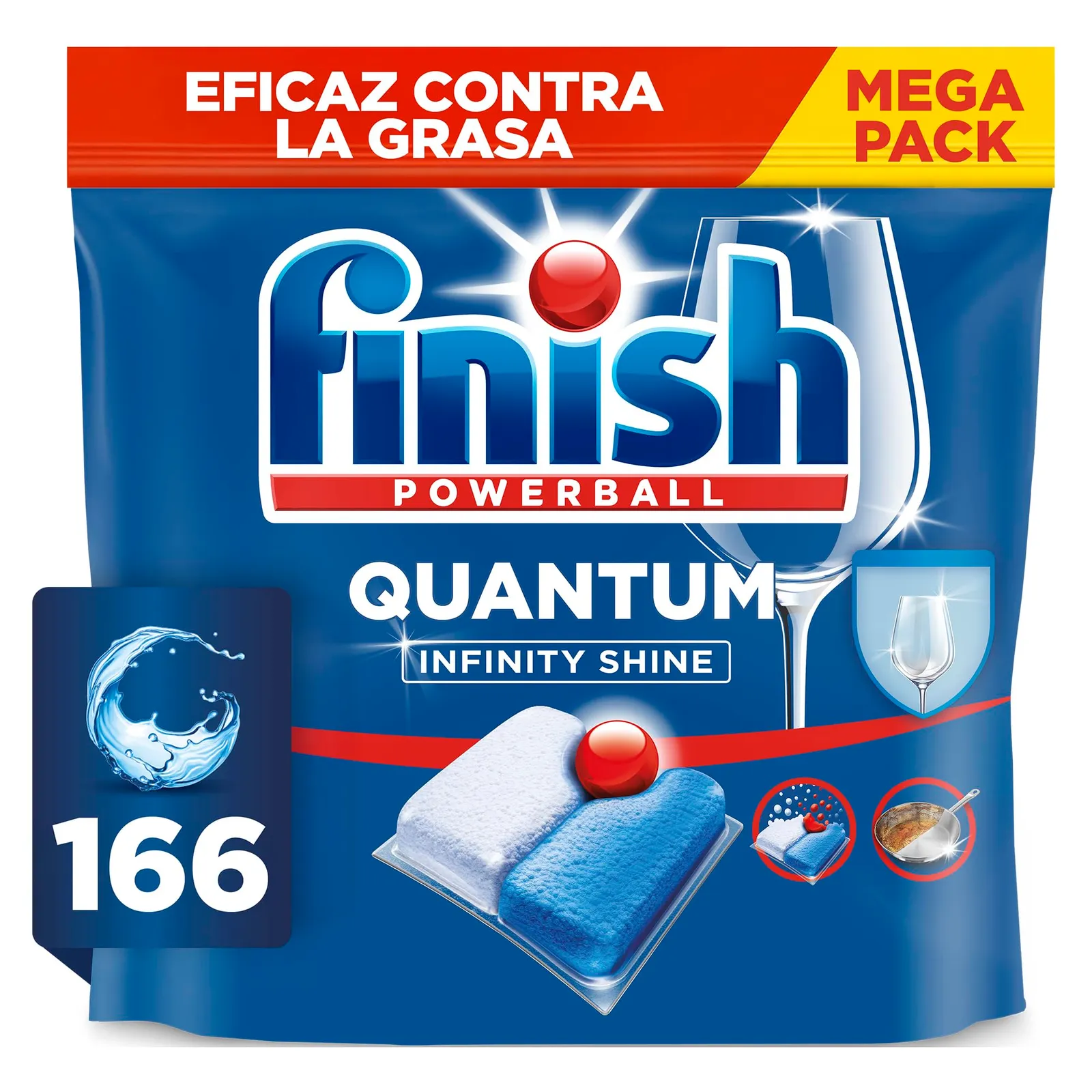 Finish Powerball Quantum Infinity Shine 166 Pastillas para lavavajillas