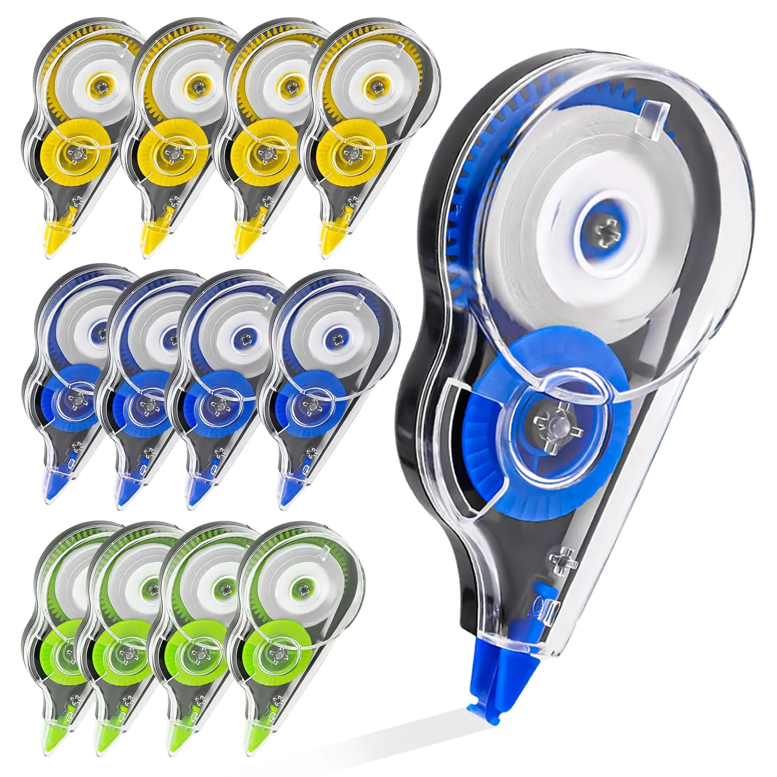 Pack 12 Cintas Correctoras Escolares 12m x 5mm con Tapa Protectora