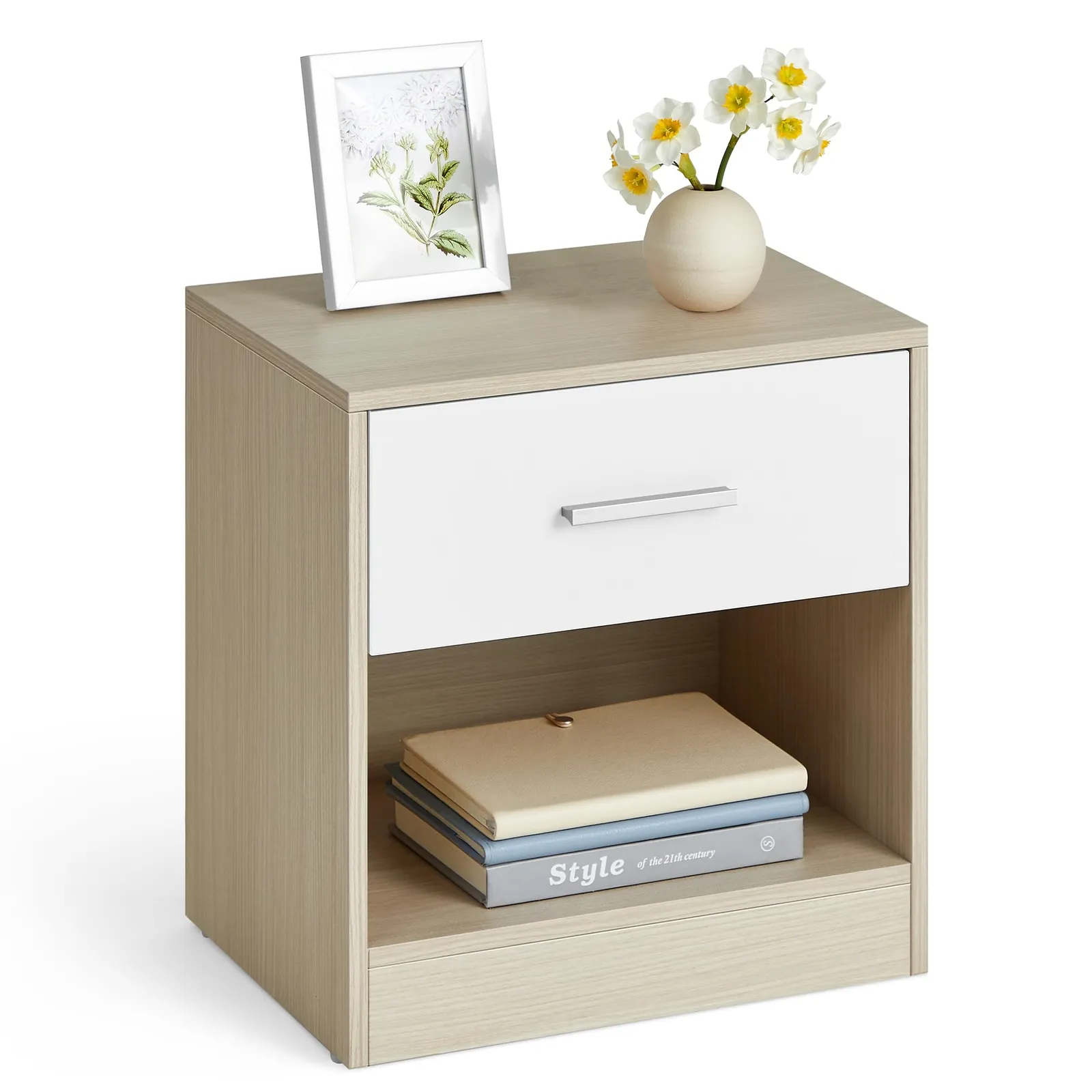 Mesita de Noche VASAGLE Custos Collection Beige/Blanco