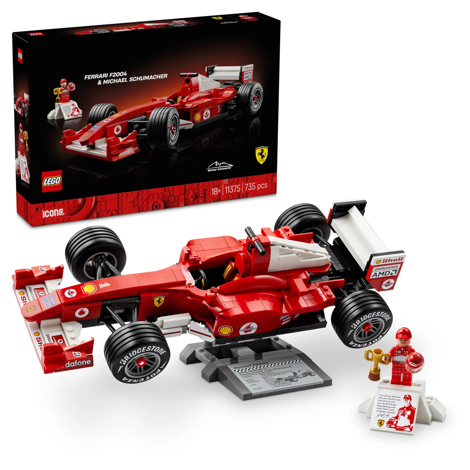 LEGO Icons Ferrari F2004 Michael Schumacher - Maqueta Coche F1 Adultos