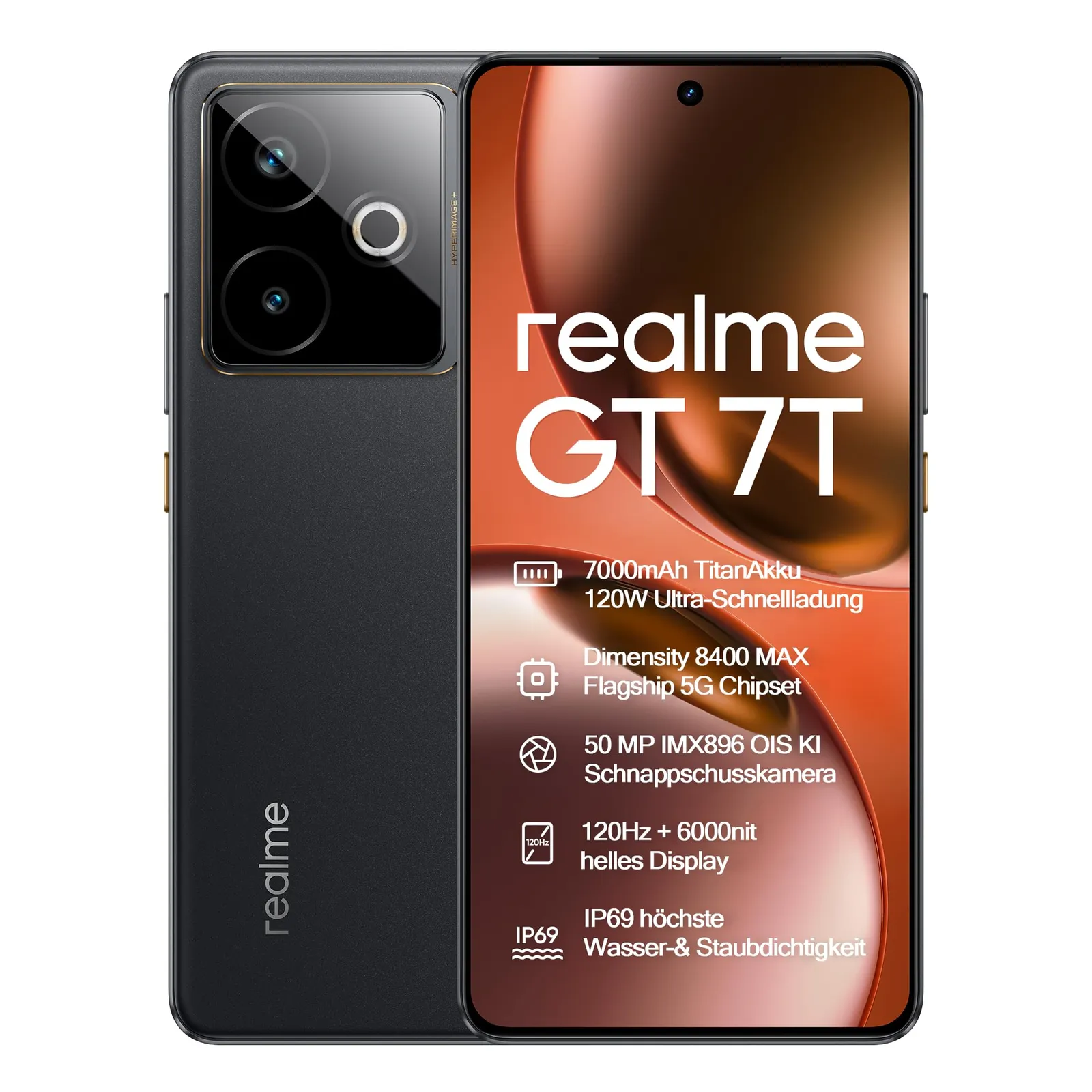 Realme GT 7T 5G: Smartphone 12+256GB, Batería 7000 mAh, Carga 120W, Pantalla 6000 nits