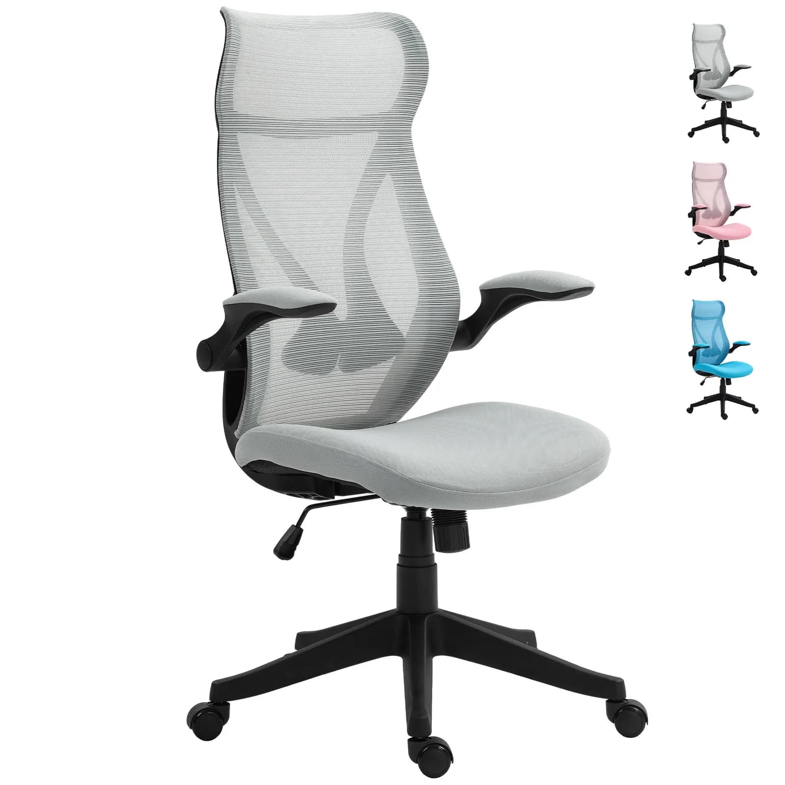 Silla de Oficina HOMCOM Giratoria Ajustable con Reposabrazos