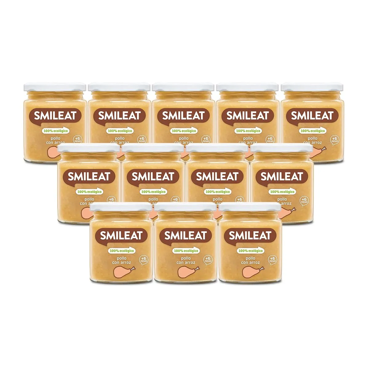 SMILEAT EAT & SMILE Tarritos Pollo con Arroz Bebé 6 Meses (12 x 230g)