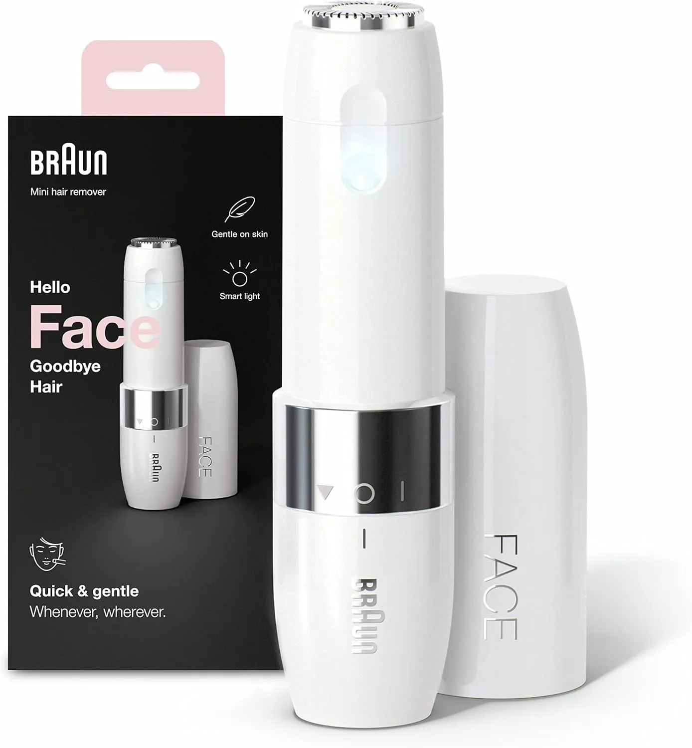 Braun Mini Depiladora Facial Mujer: Luz Smartlight, Rasurado Precisión Labio, Barbilla, Mejillas