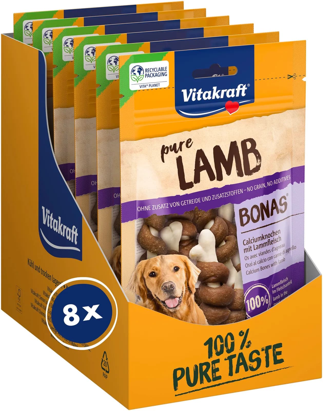 8x80g Vitakraft Pure Lamb Bonas: Golosinas para Perros