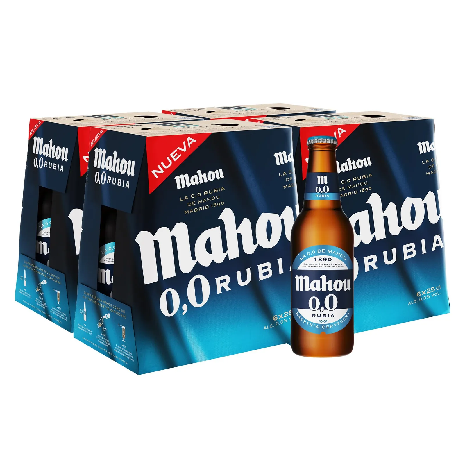 Pack 24 Botellas Mahou 0,0 Rubia 25cl