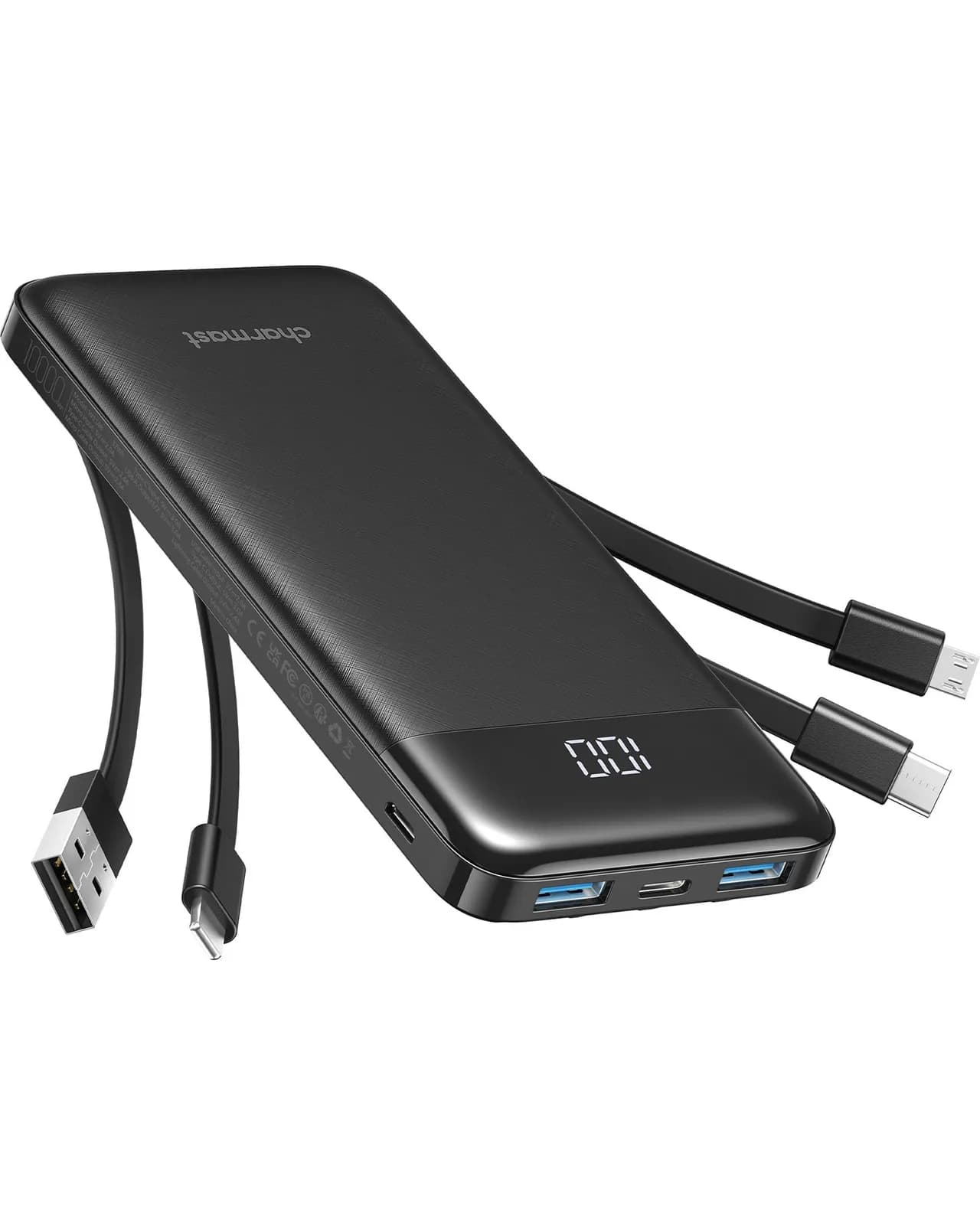 Batería Externa Charmast 10000mAh con 4 Cables Integrados
