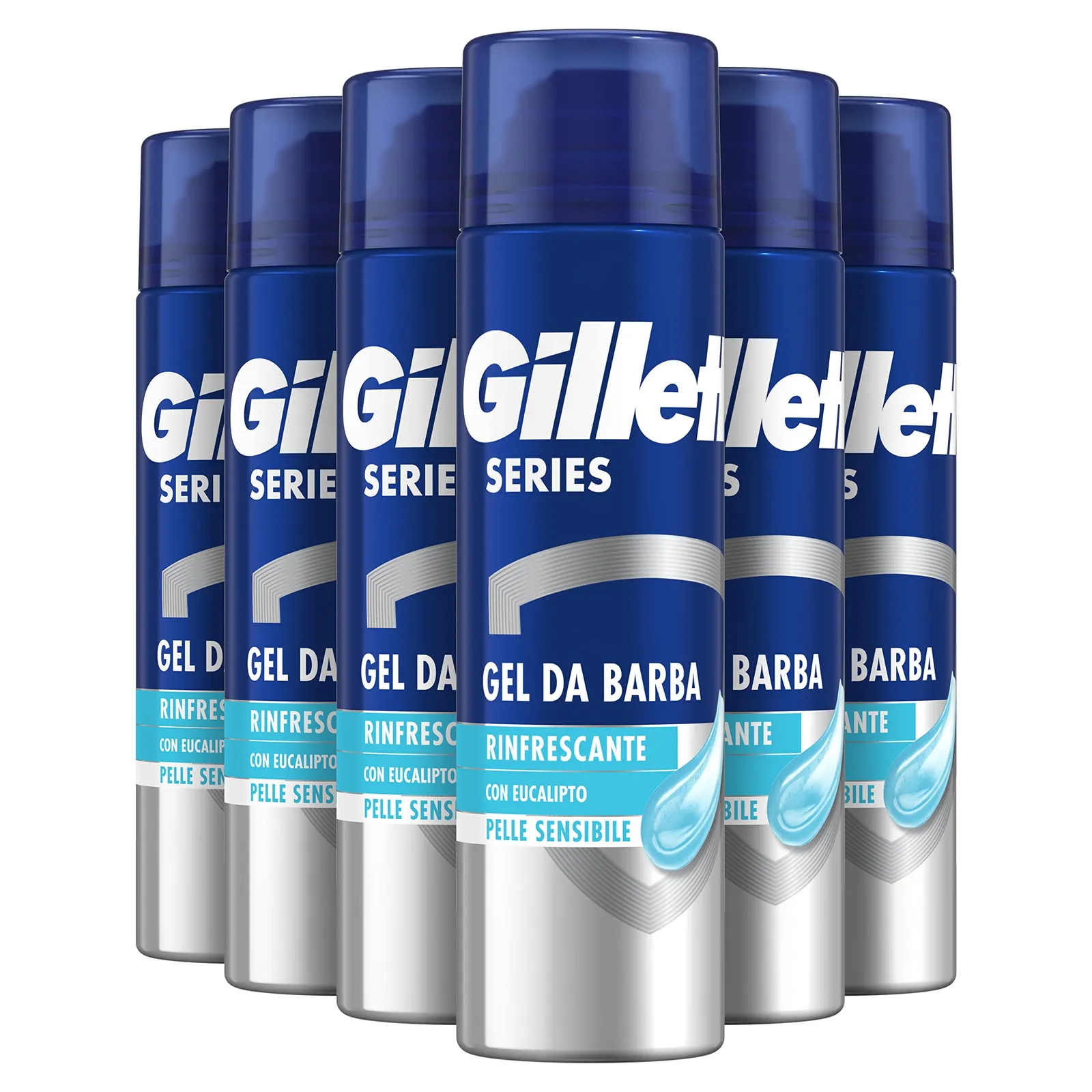 Gillette Series Gel de Afeitar con Eucalipto, Pack 6x200ml