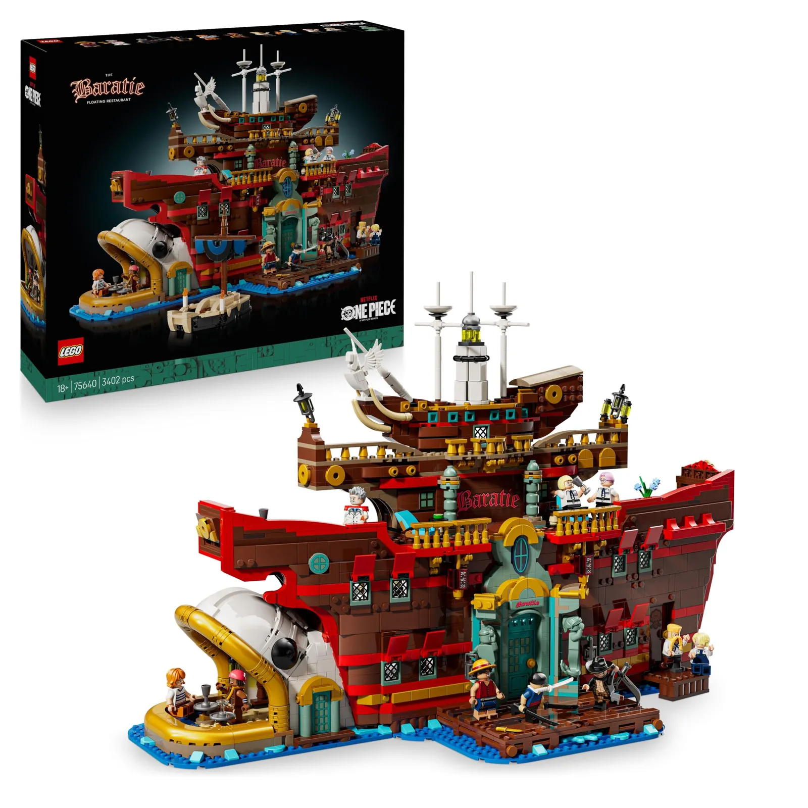 LEGO One Piece Baratie: Maqueta Barco Anime con 10 Minifiguras y Detalle Interior