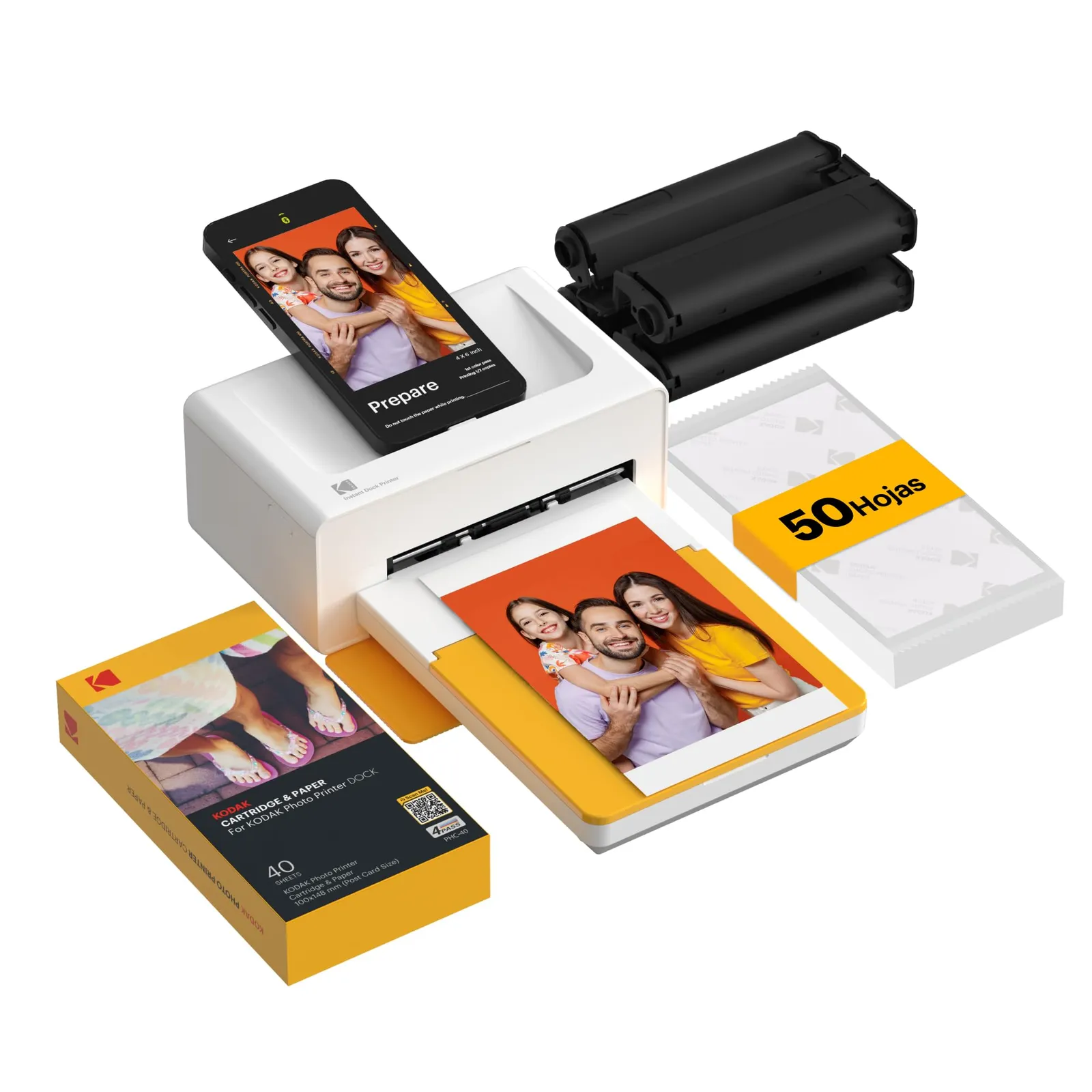 KODAK Dock Plus 4PASS Impresora Fotos Instantánea 10x15cm + 40 Hojas