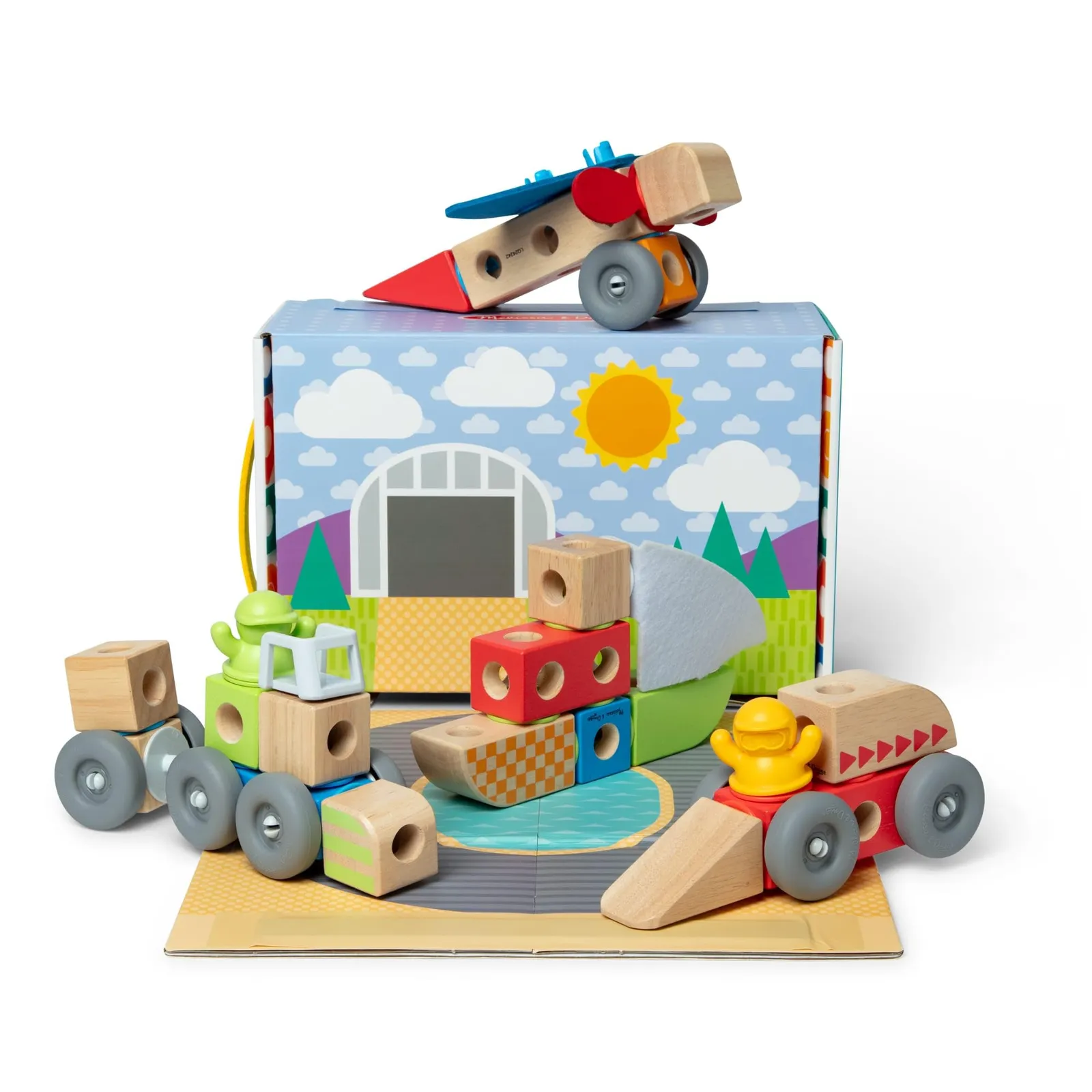 Melissa & Doug Set de Vehículos de Madera (54 piezas)