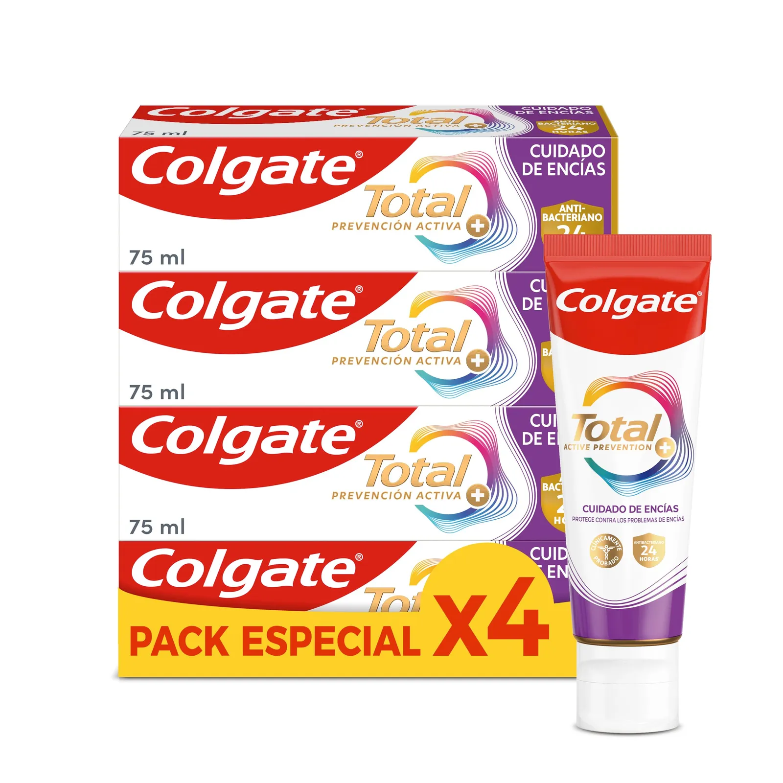Pack 4x Colgate Total Cuidado Encías 75ml