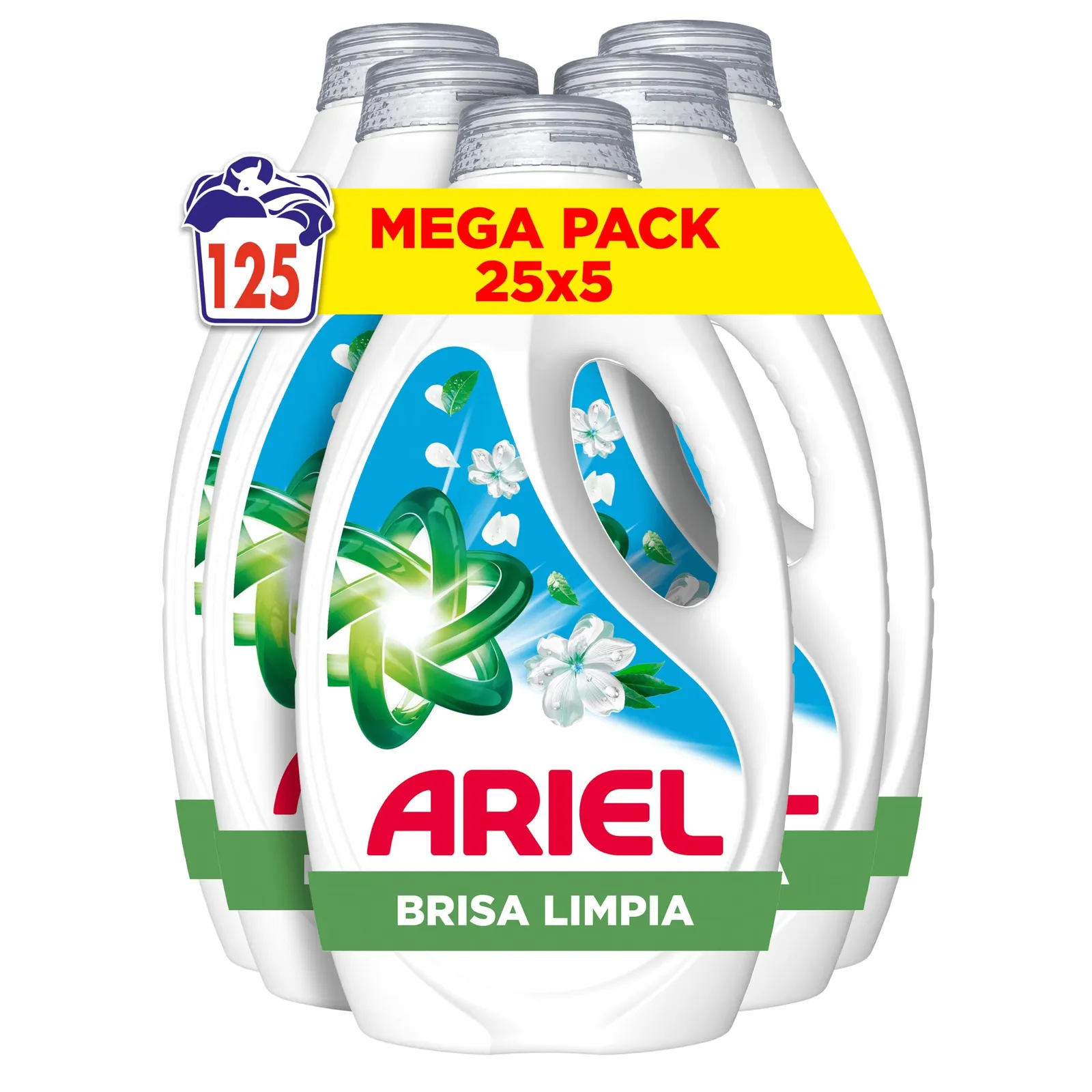 Pack 5x Ariel Detergente Líquido Sea Breeze & Jasmine (25 Lavados c/u)