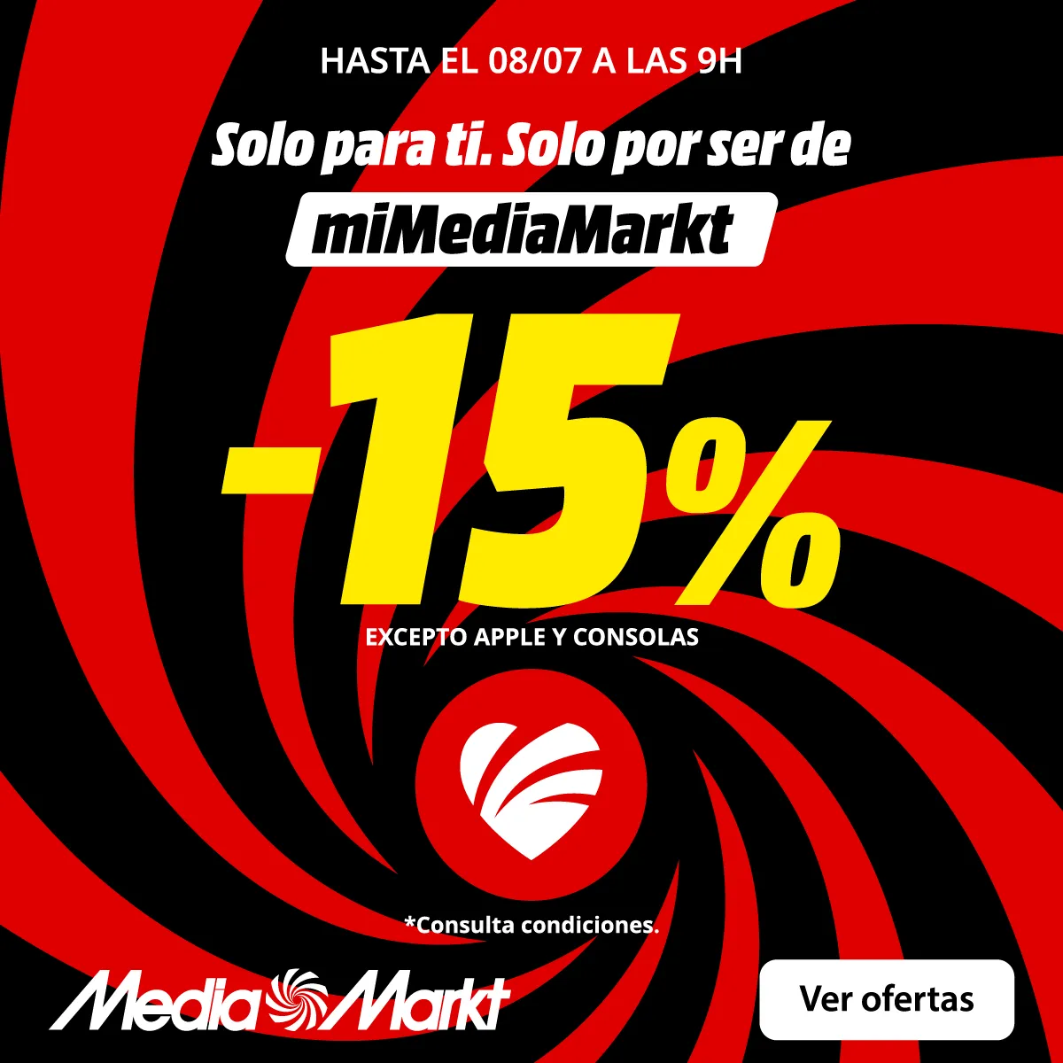 MediaMarkt: 15% de descuento total exclusivo para usuarios miMediaMarkt