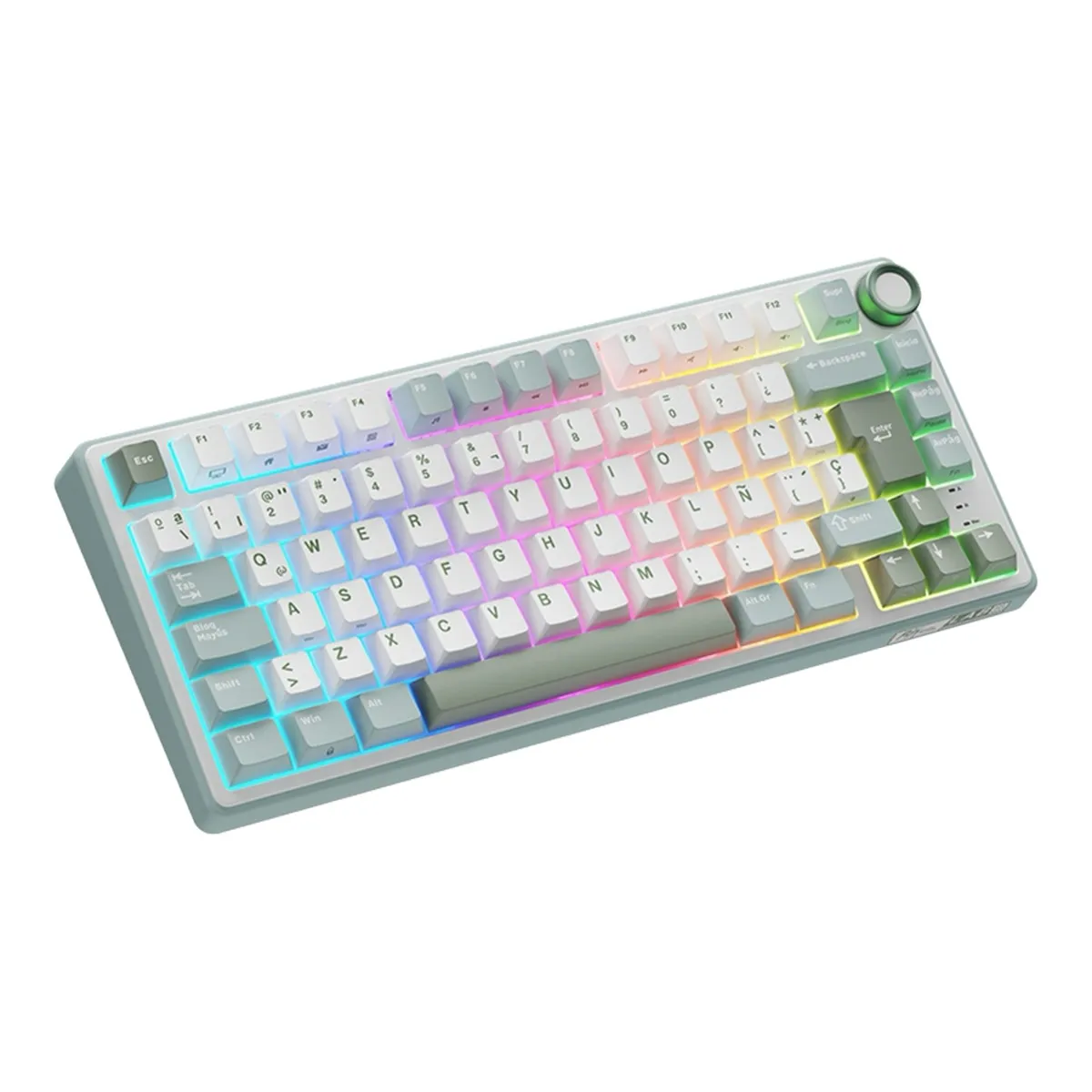 Teclado Mecánico Gaming Royal Kludge RKR75 ISO-ES Hot-Swappable, Switches Brown Skycyan