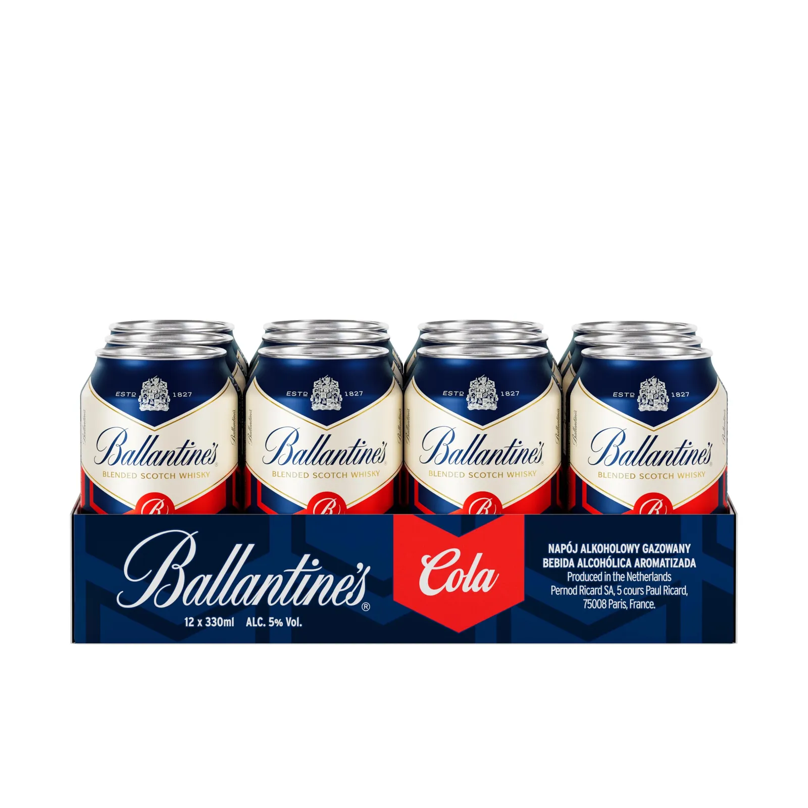 Pack 12 latas Ballantine's Whisky & Cola REDI 250ml