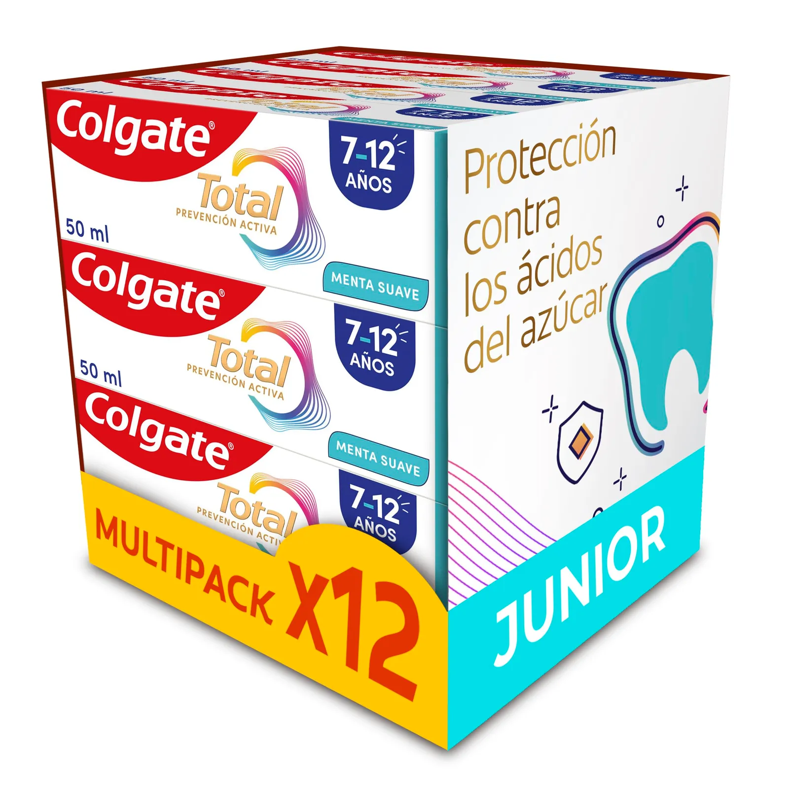 Pack 12x Pasta Dientes Infantil Colgate Total Junior 50ml
