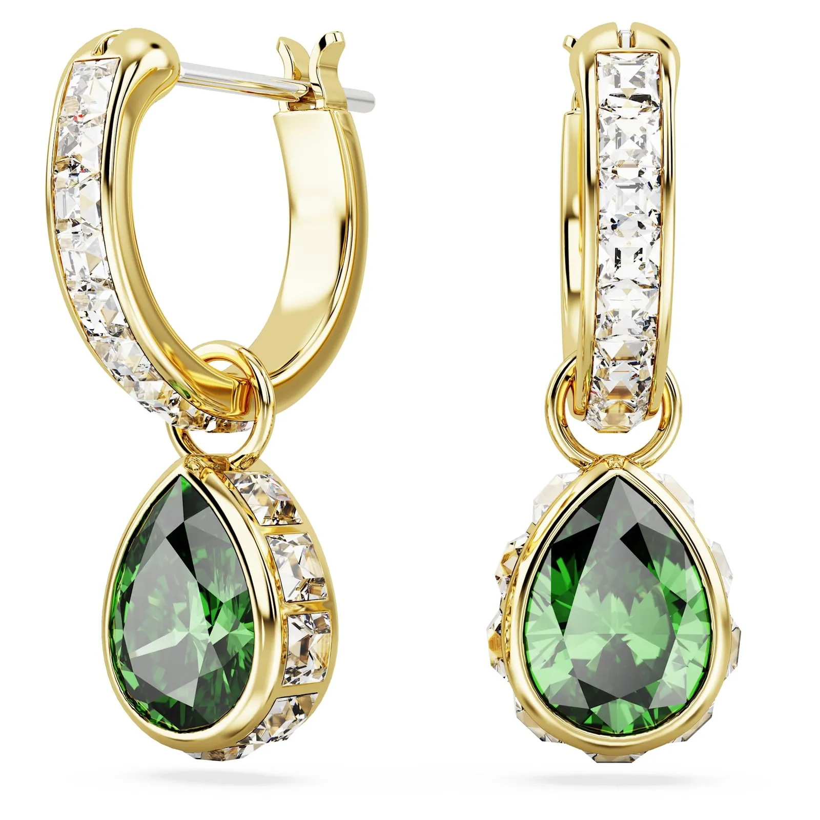 Pendientes Swarovski Stilla Verdes Baño Oro Tono Oro