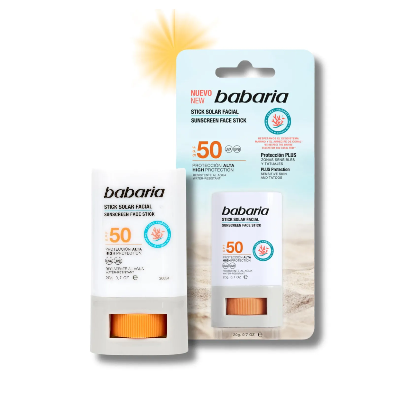 Pack 2x Babaria Stick Solar Facial SPF50+ 20g