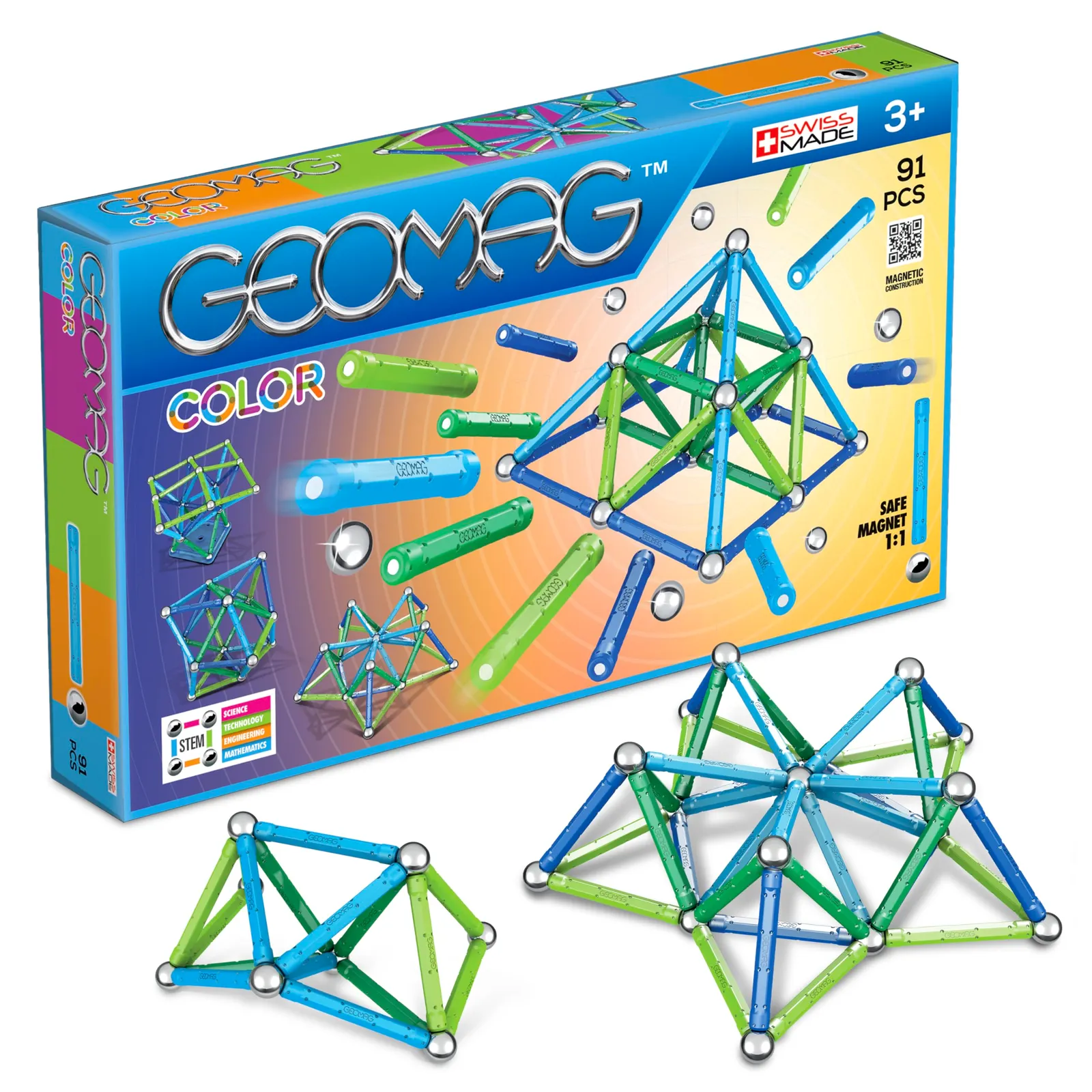 Geomag Classic Color: Juego de Construcción Magnética, 91 Piezas (263), Multicolor