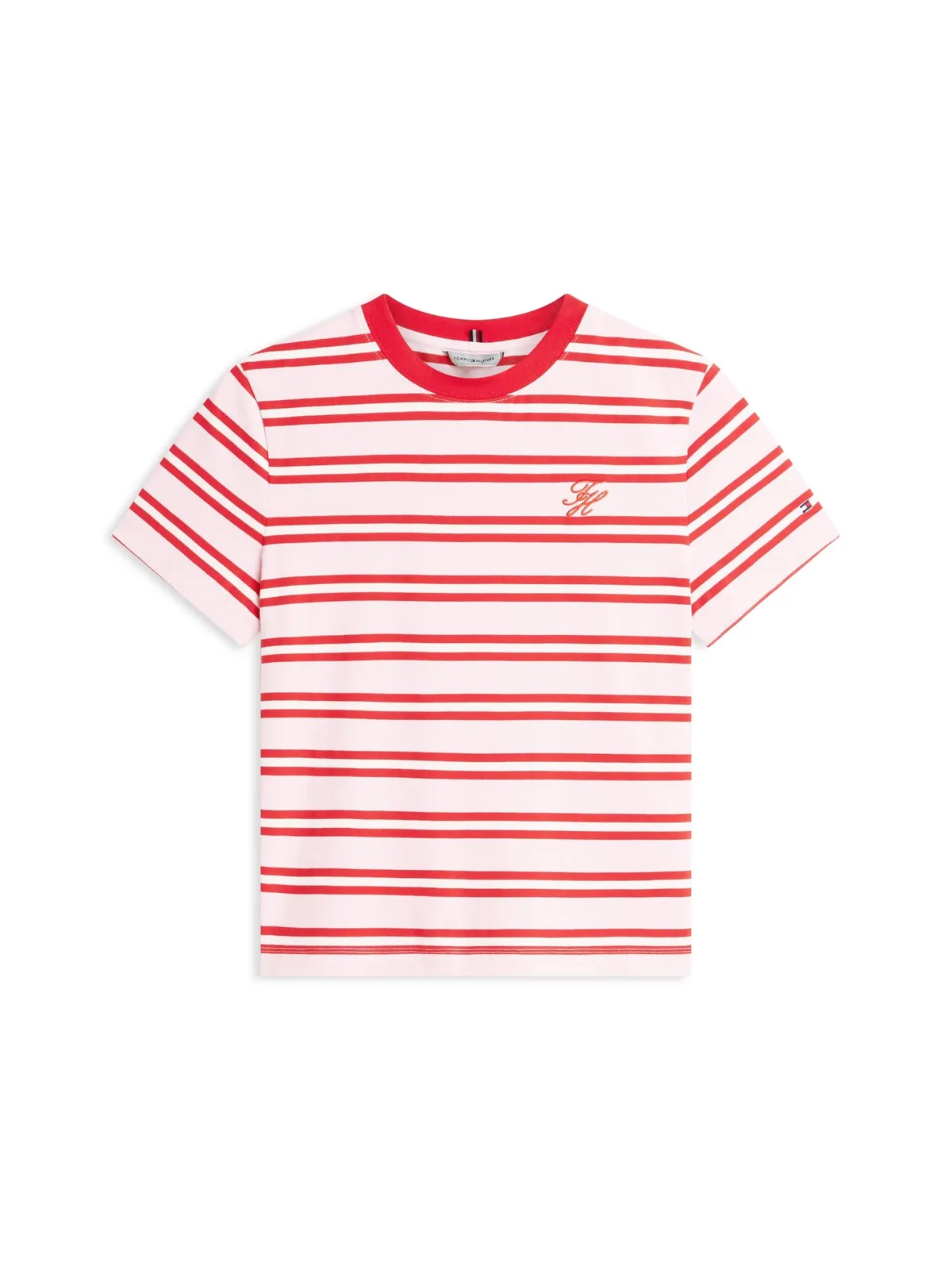 Camiseta Tommy Hilfiger TH Script Mujer Algodón Elástico Logo Bordado