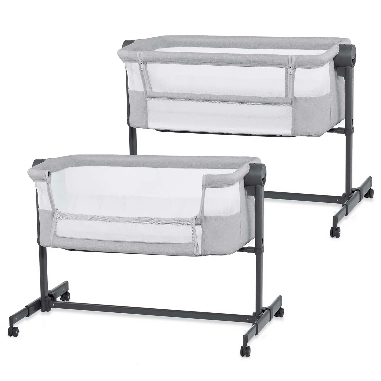 Cuna de Colecho Kinderkraft Nestee UP 2 con Colchón, Ajustable y Portátil, Gris
