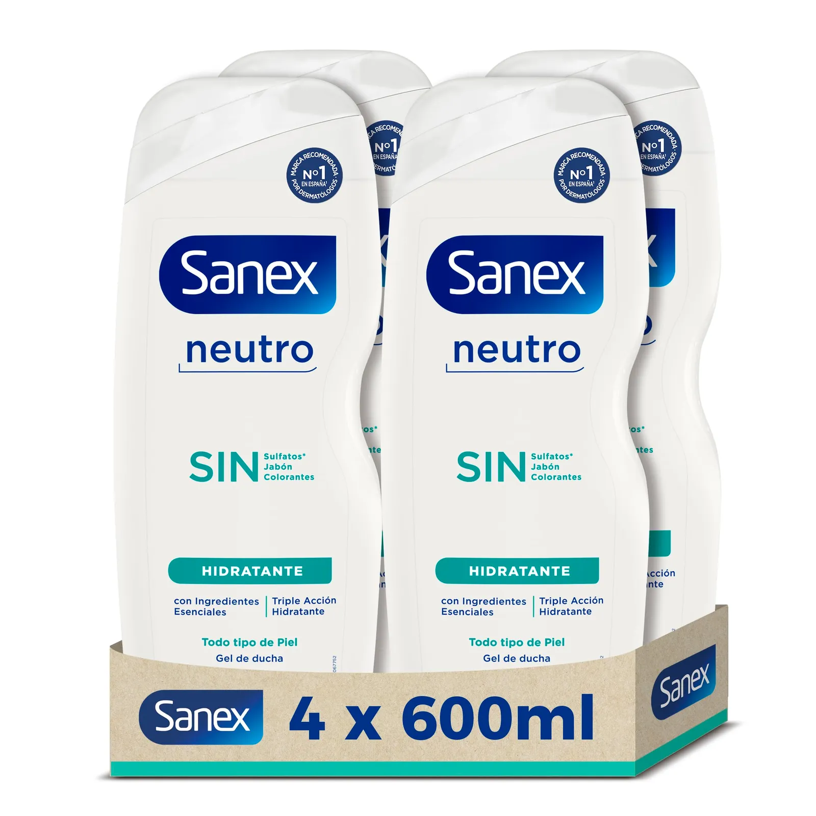 8x Sanex Neutro Hidratante Gel Ducha 600ml