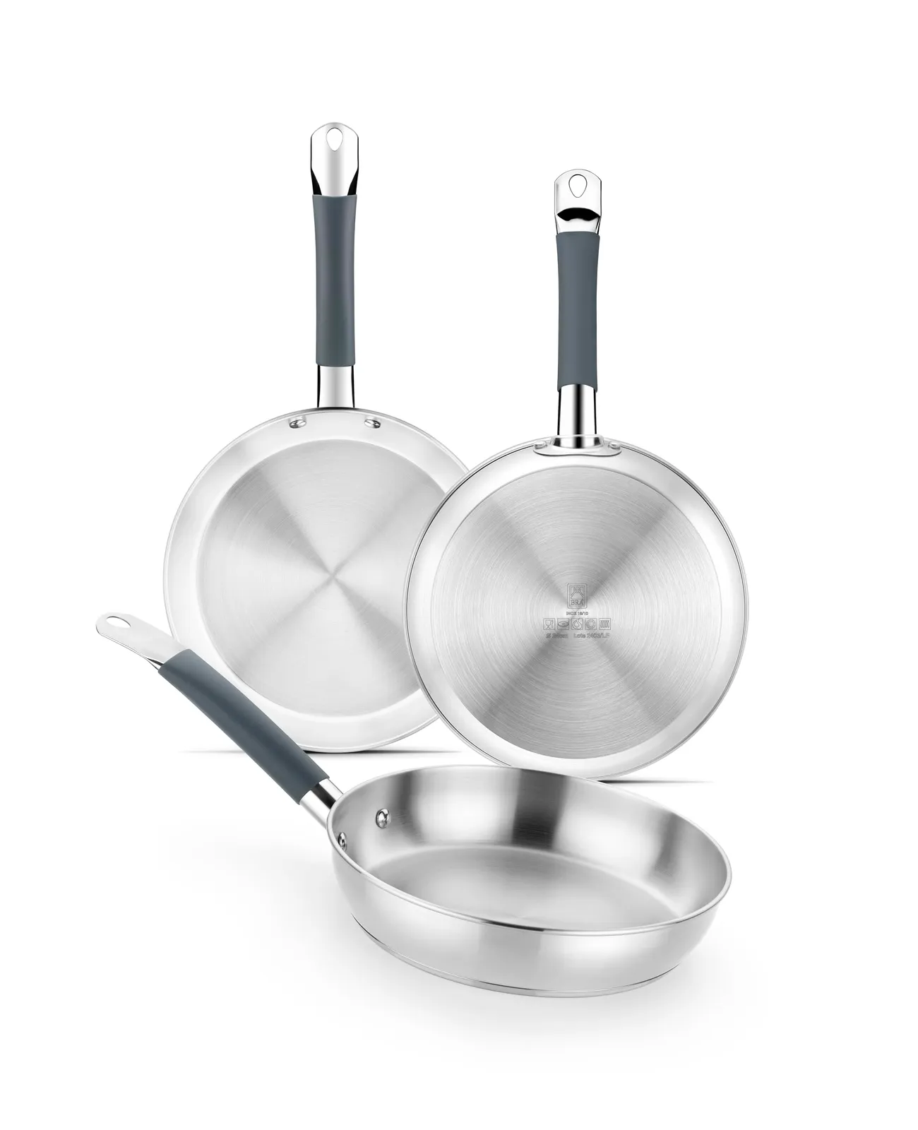 Set 3 Sartenes BRA Master Acero Inoxidable 20-24-28cm