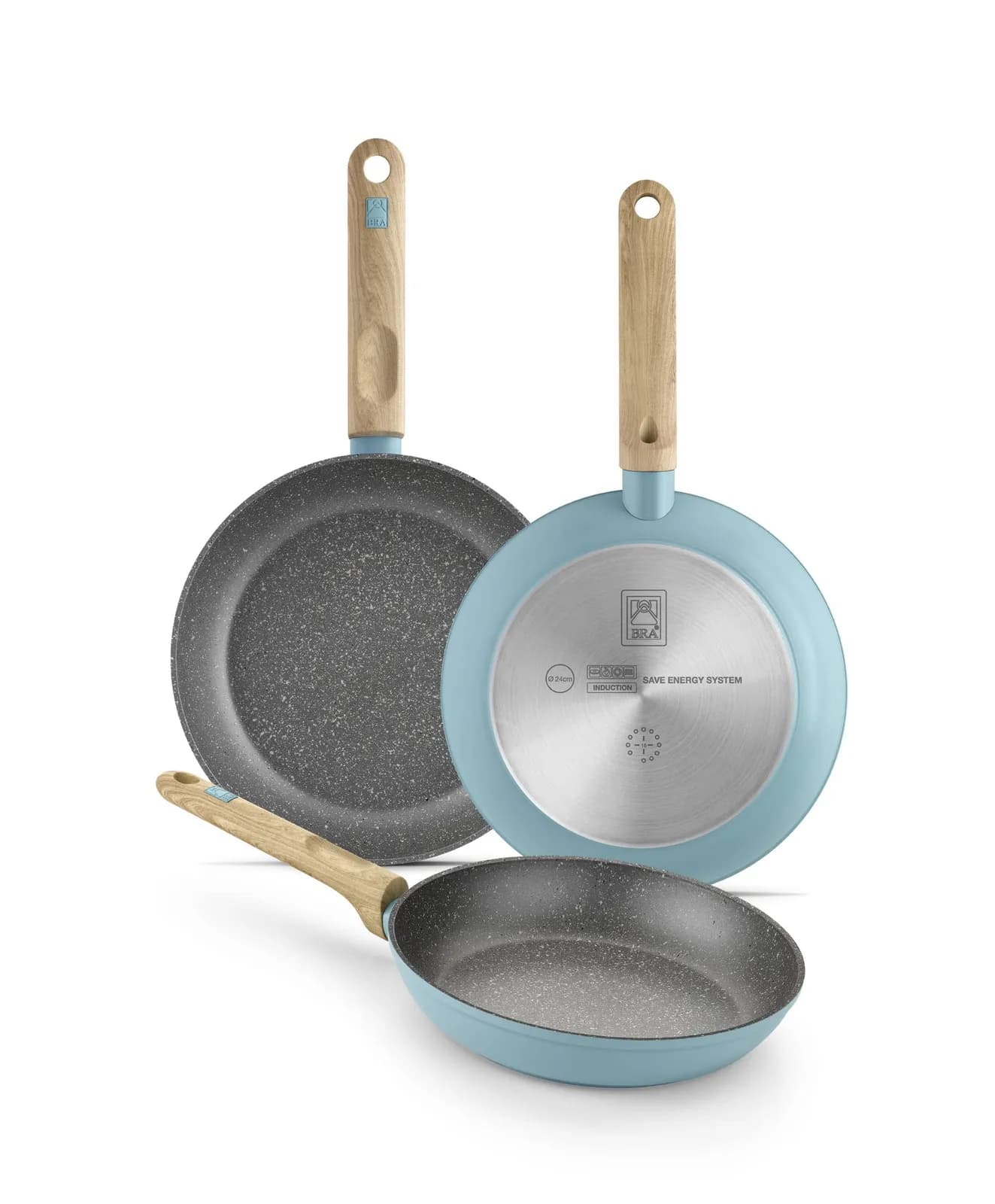 Set 3 Sartenes BRA Nordik Aluminio Forjado Antiadherente Titanio 18/22/26 cm