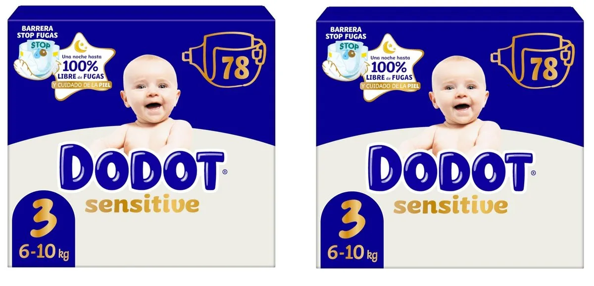 2x Dodot Sensitive Talla 3: 156 Pañales (6-10kg)