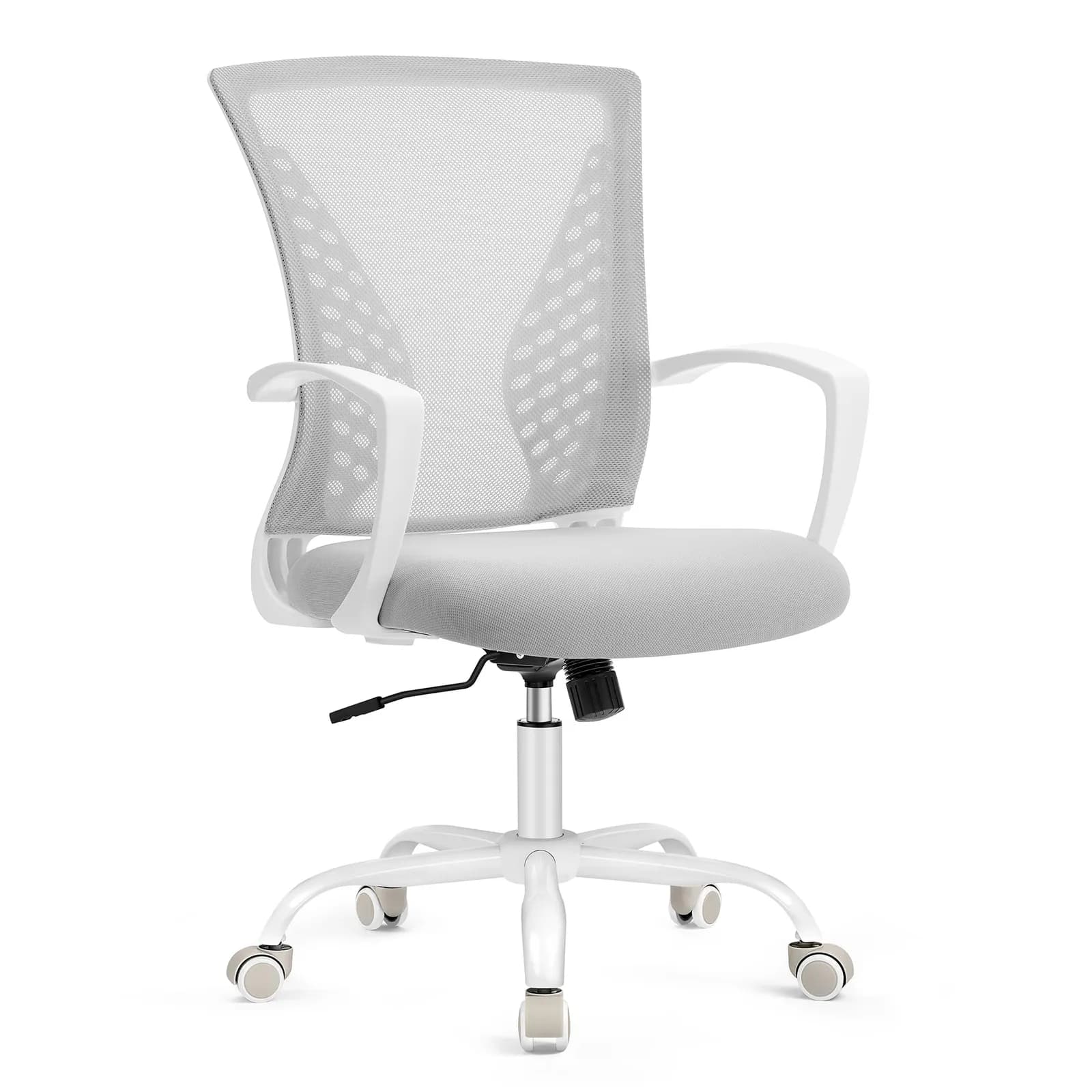 Silla de Oficina SONGMICS Malla Giratoria, Altura Ajustable, Inclinación, Transpirable, 120 kg, Gris Paloma