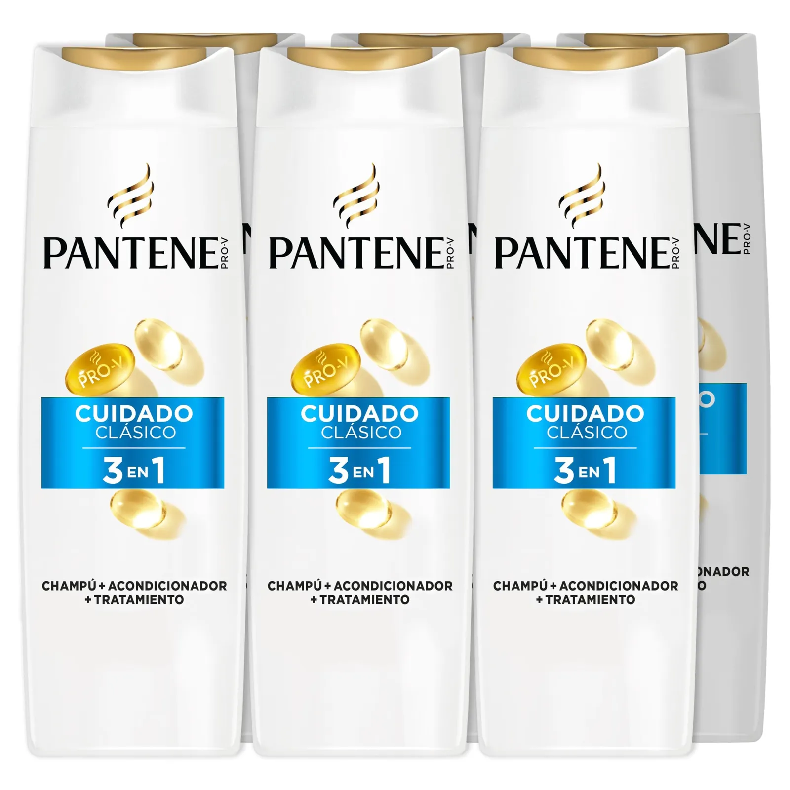 Pack 6x Pantene Cuidado Clásico 3en1 Champú, Acondicionador y Tratamiento 300ml