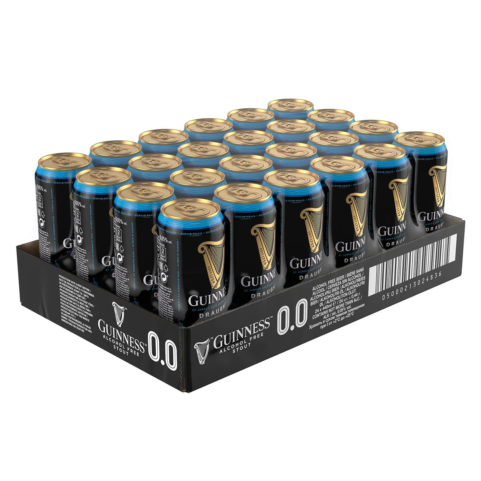 Pack 24 Latas Guinness Draught 0.0 Cerveza Negra Irlandesa, 44 cl c/u
