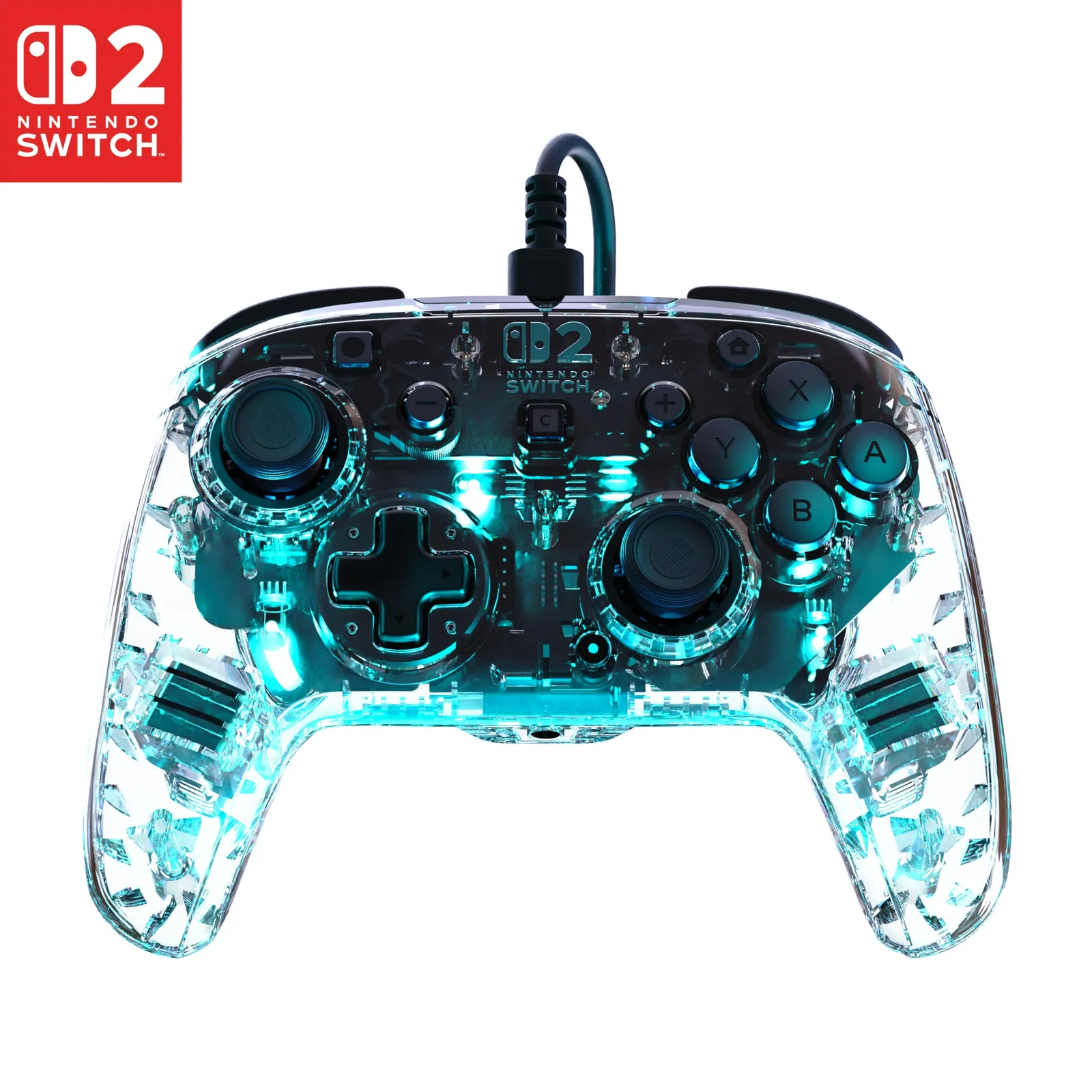 Mando Turtle Beach Afterglow Clear RGB con Cable para Nintendo Switch 2