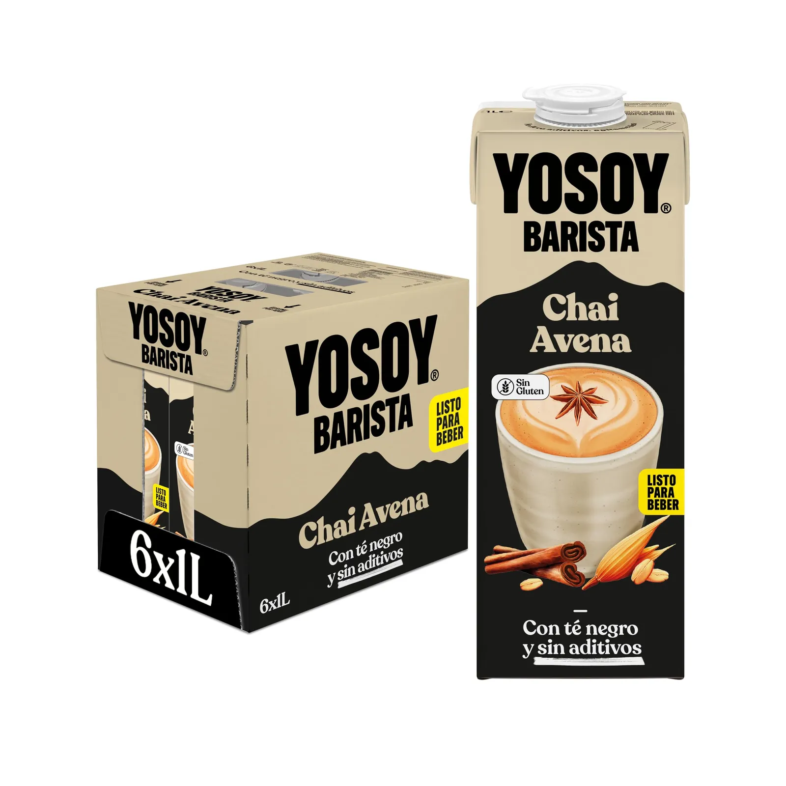 YOSOY Bebida de Avena Barista Chai Pack 6x1L