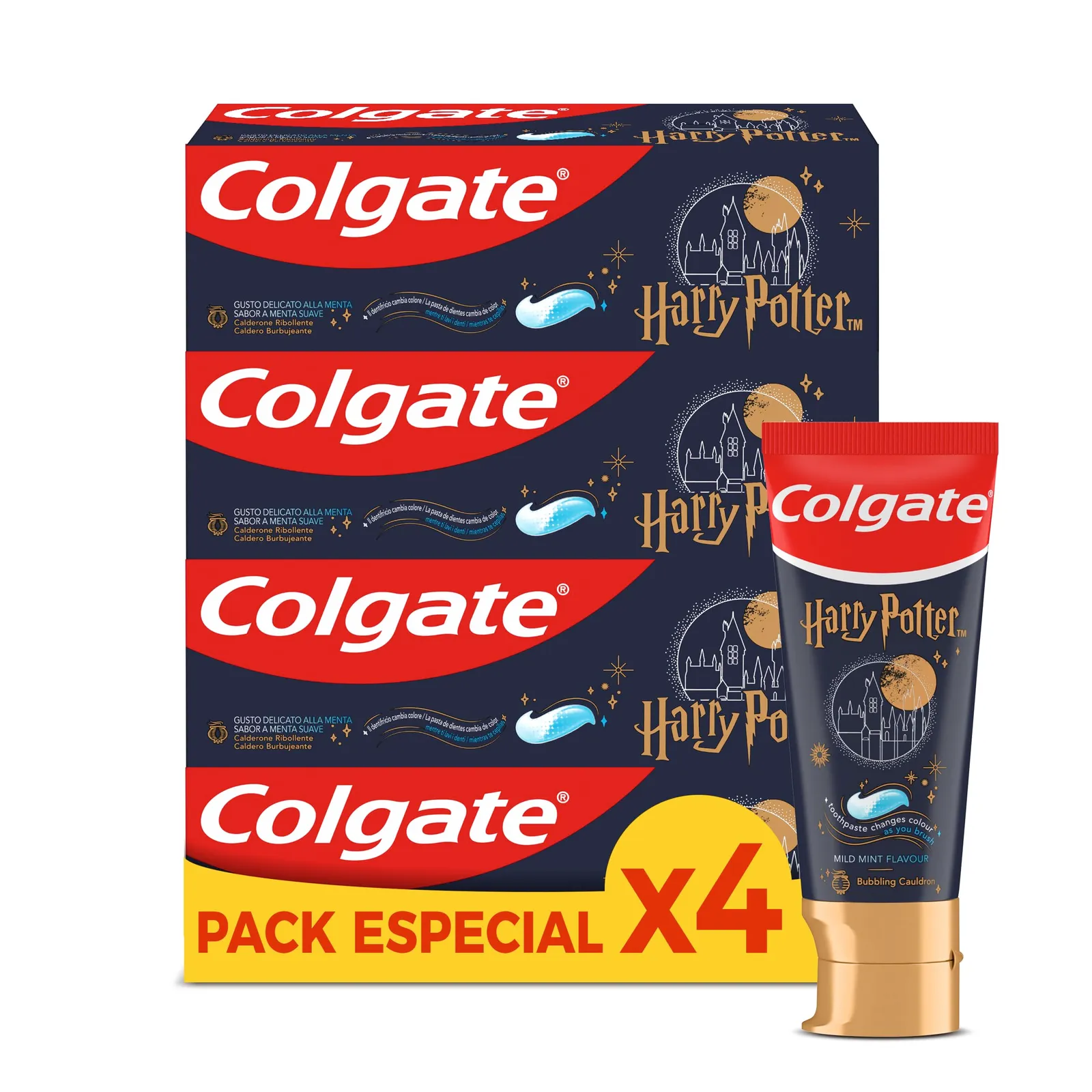 Pack 4x50ml Pasta Dientes Infantil Colgate Harry Potter Caldero Burbujeante