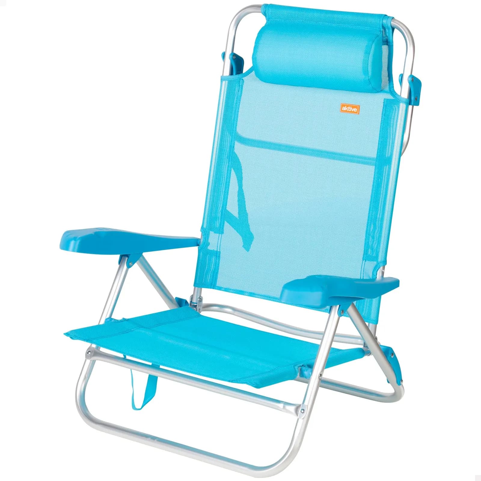 Silla de Playa Plegable AKTIVE Multiposición, Textileno y Aluminio, Azul