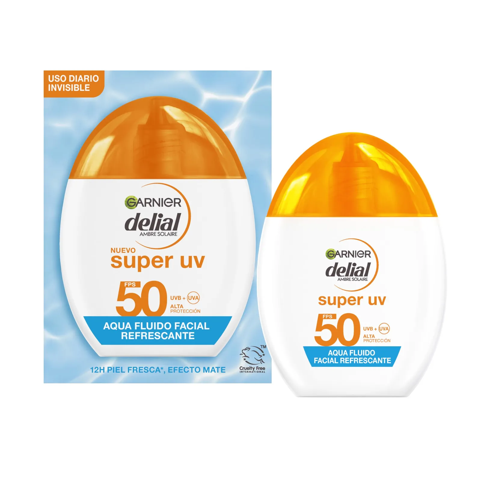 Pack 3x Protector Solar Facial Garnier Delial Super UV Aqua Fluido Refrescante