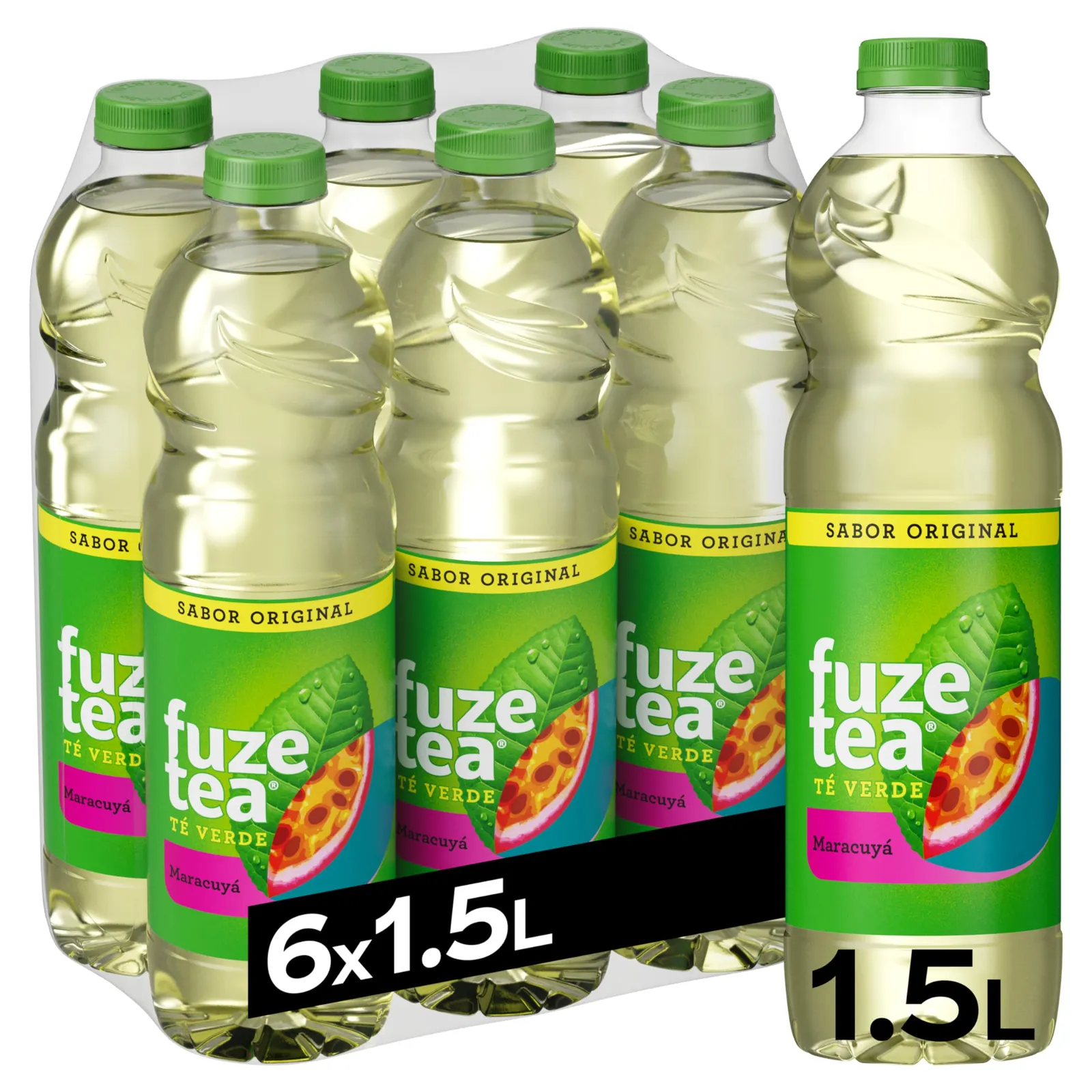 6x Fuze Tea Té Verde Maracuyá 1,5L