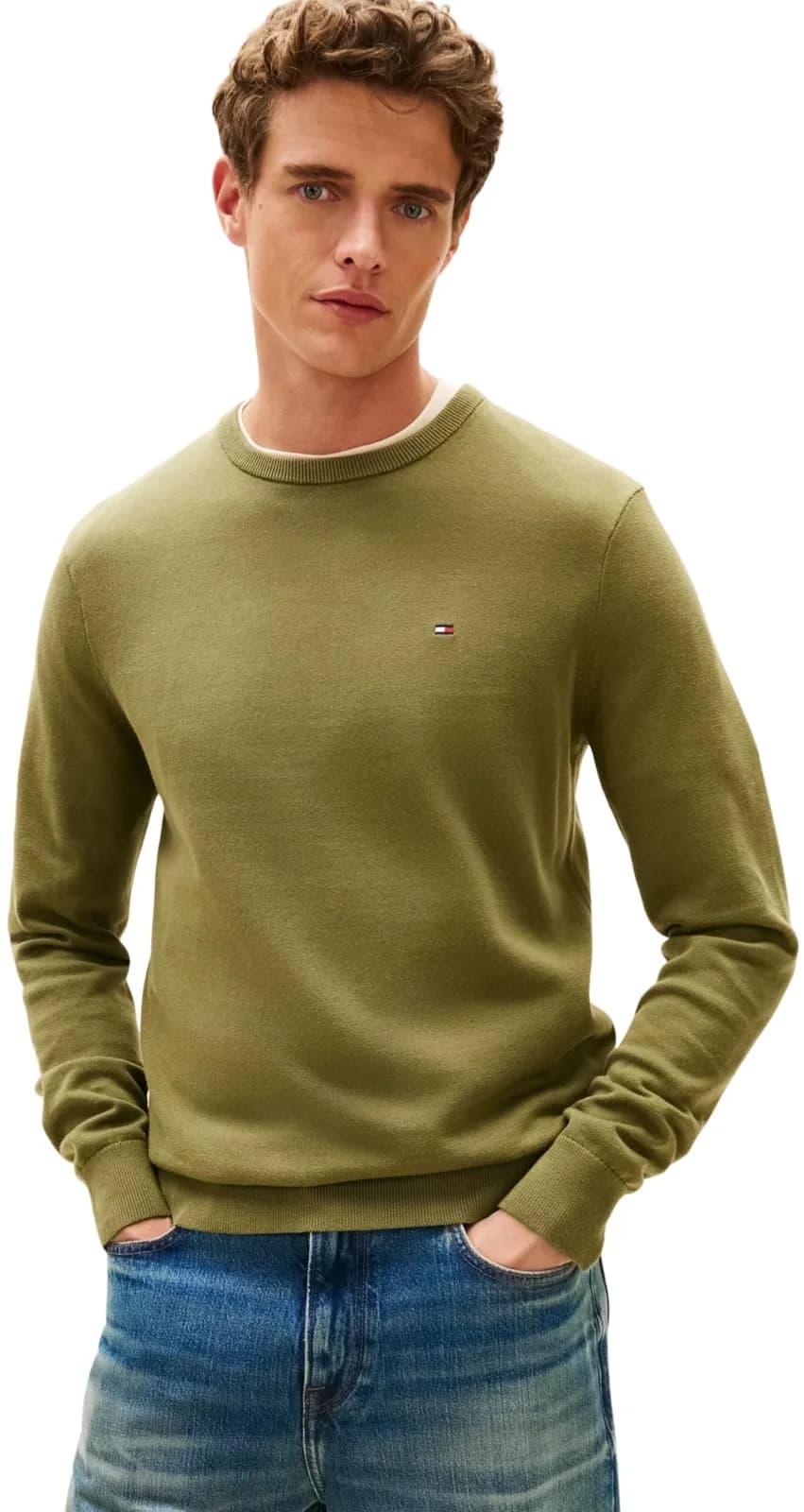Jersey Tommy Hilfiger Essential Cotton Cuello Redondo Hombre Verde M
