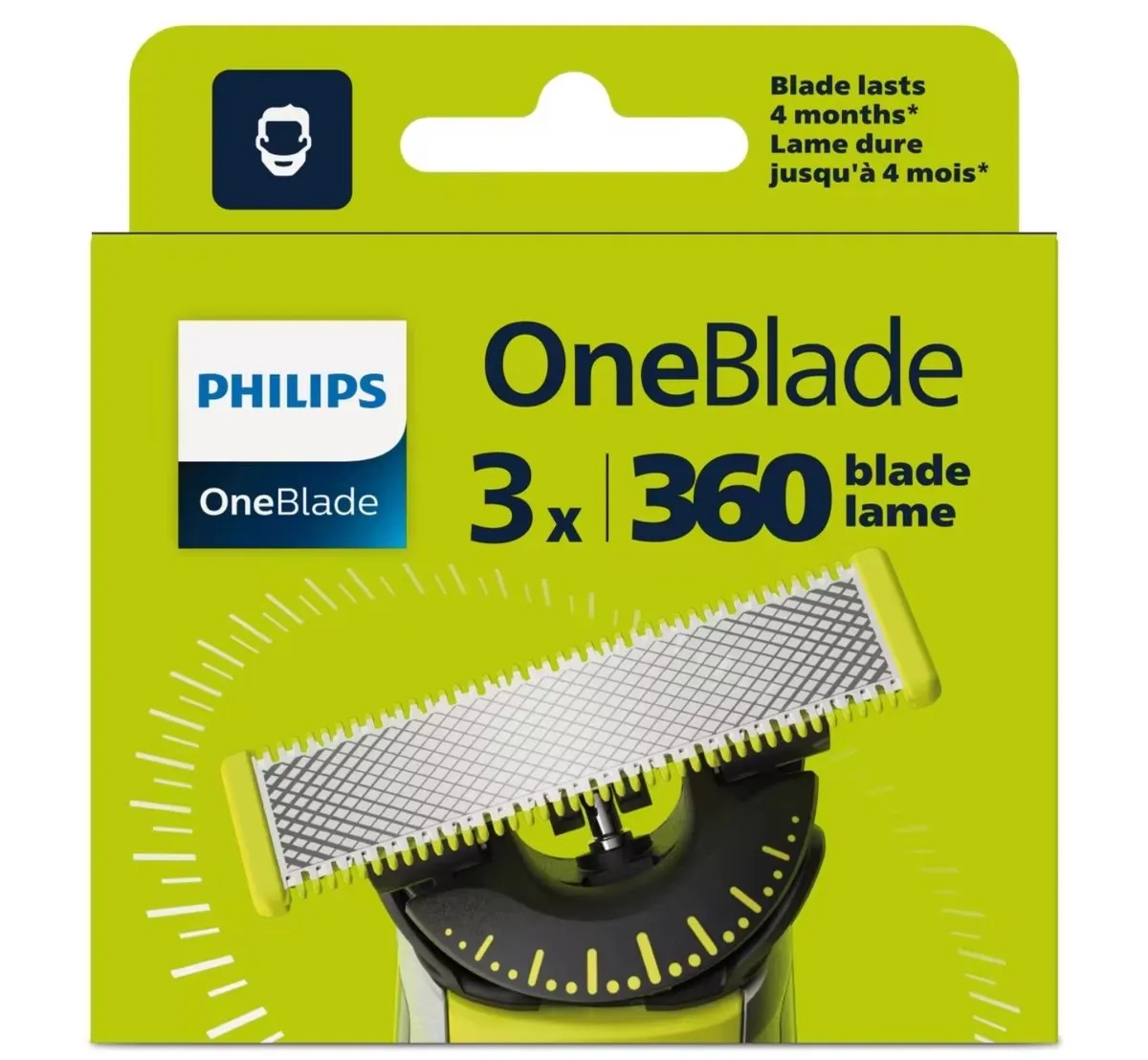 3 Recambios Cuchilla Philips OneBlade 360 Original (Tienda Oficial)