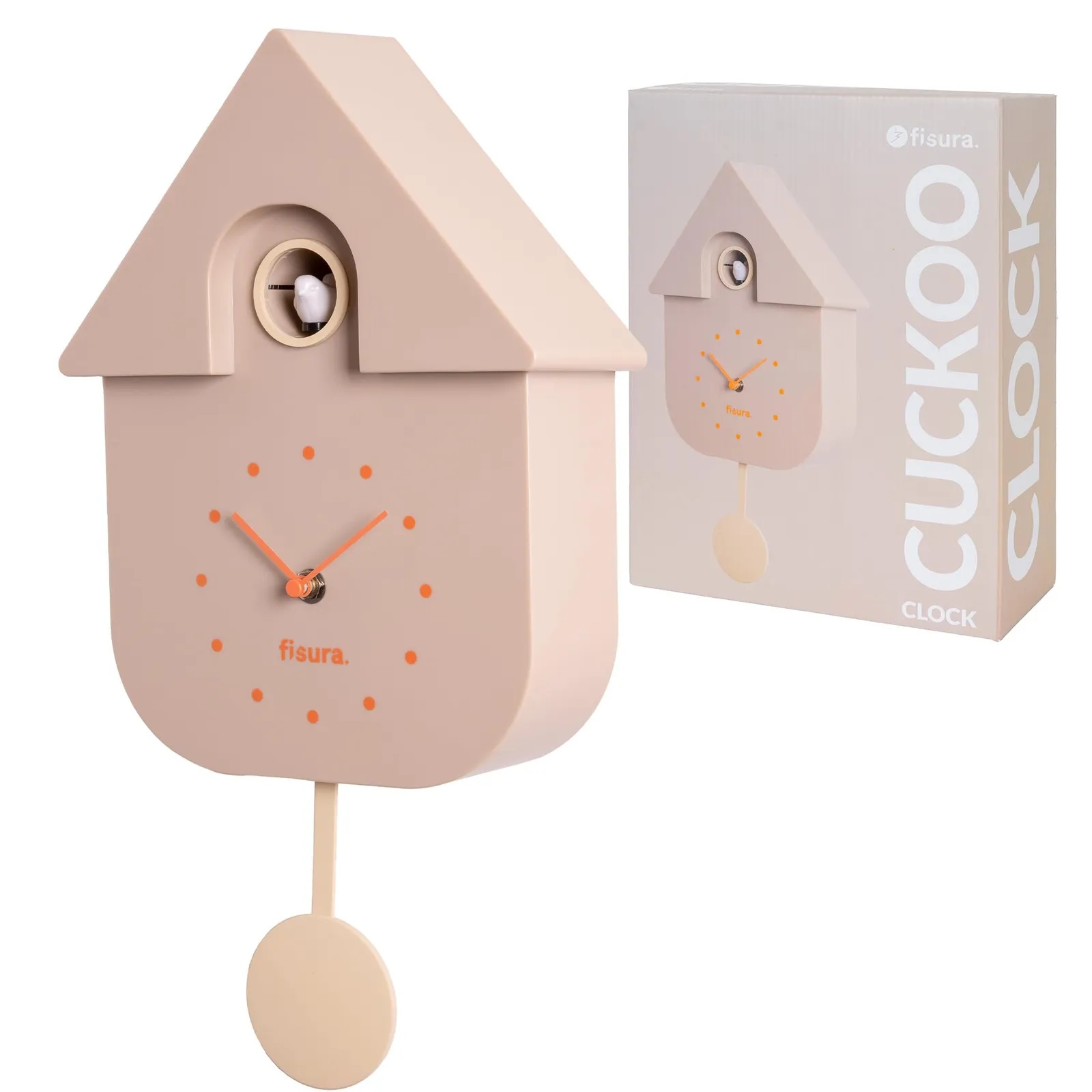 Reloj de Cuco Fisura Beige y Naranja