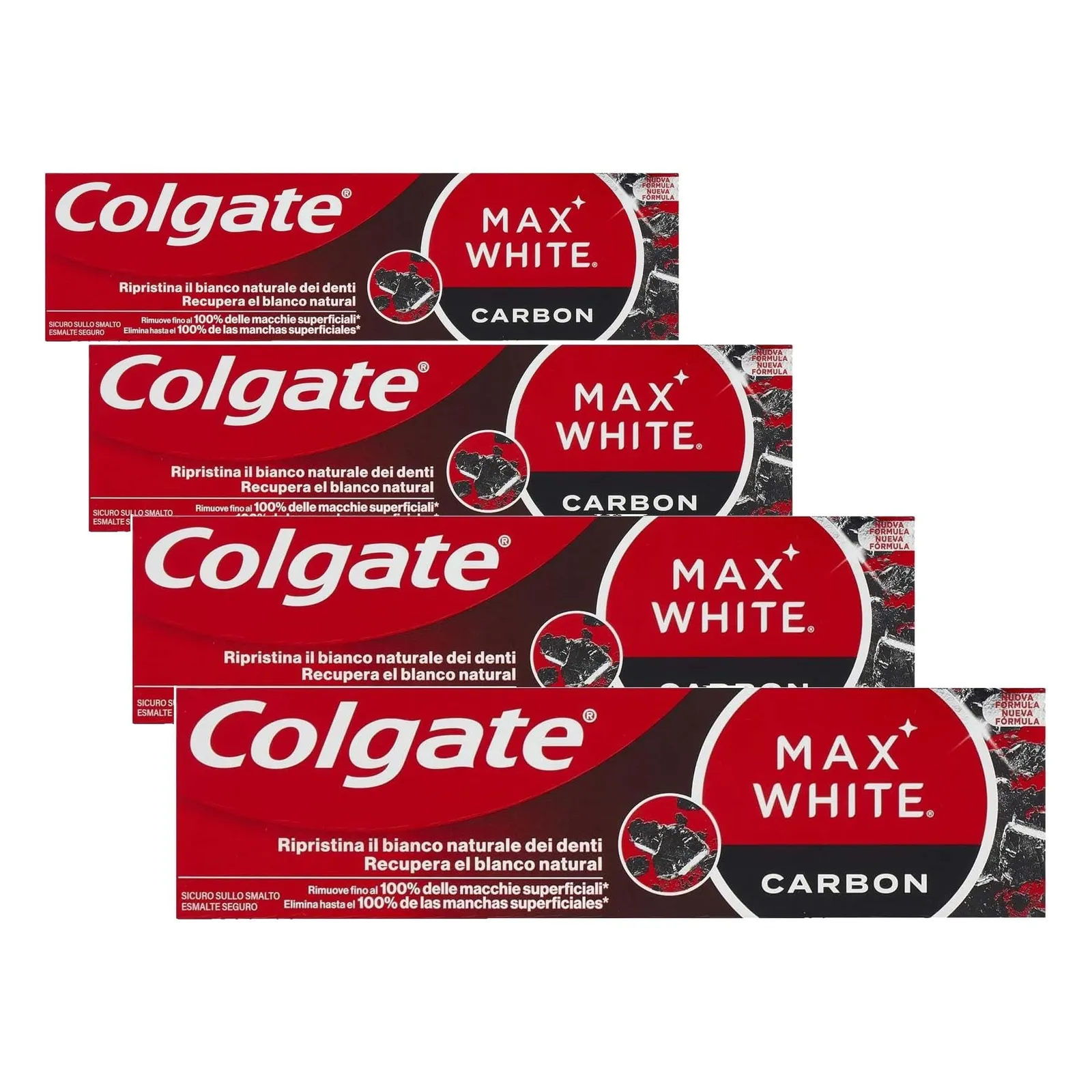 Pack 4 uds. Pasta Dientes Colgate Max White Carbón Activo 75ml